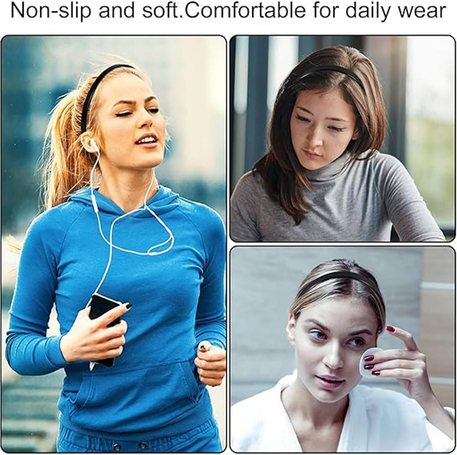 5Pcs Plastic Headband, 8Mm Teeth Comb Headband, Black Non-Slip Hair Hoop, Unisex Sport Fashion Hair Band Accessories for Women and Men