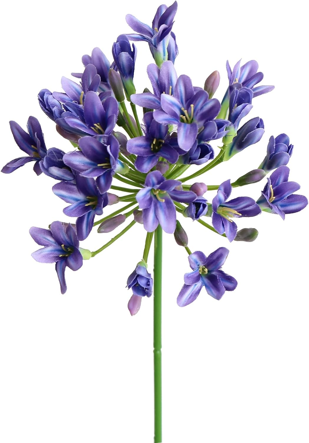 6PCS Artificial Agapanthus Flowers Long Stems Silk Lily Flowers for Home Hotel Flower Arrangement Party Decor (White Purple) image number 3