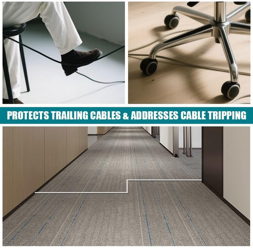 1M White Silicone Cable Trunking - Soft Cable Raceway Cover for Wall & Desk, Cord Hider Organiser for Tv/Home/Office, Wire Management System for Extension Cords & Electronics image number 3