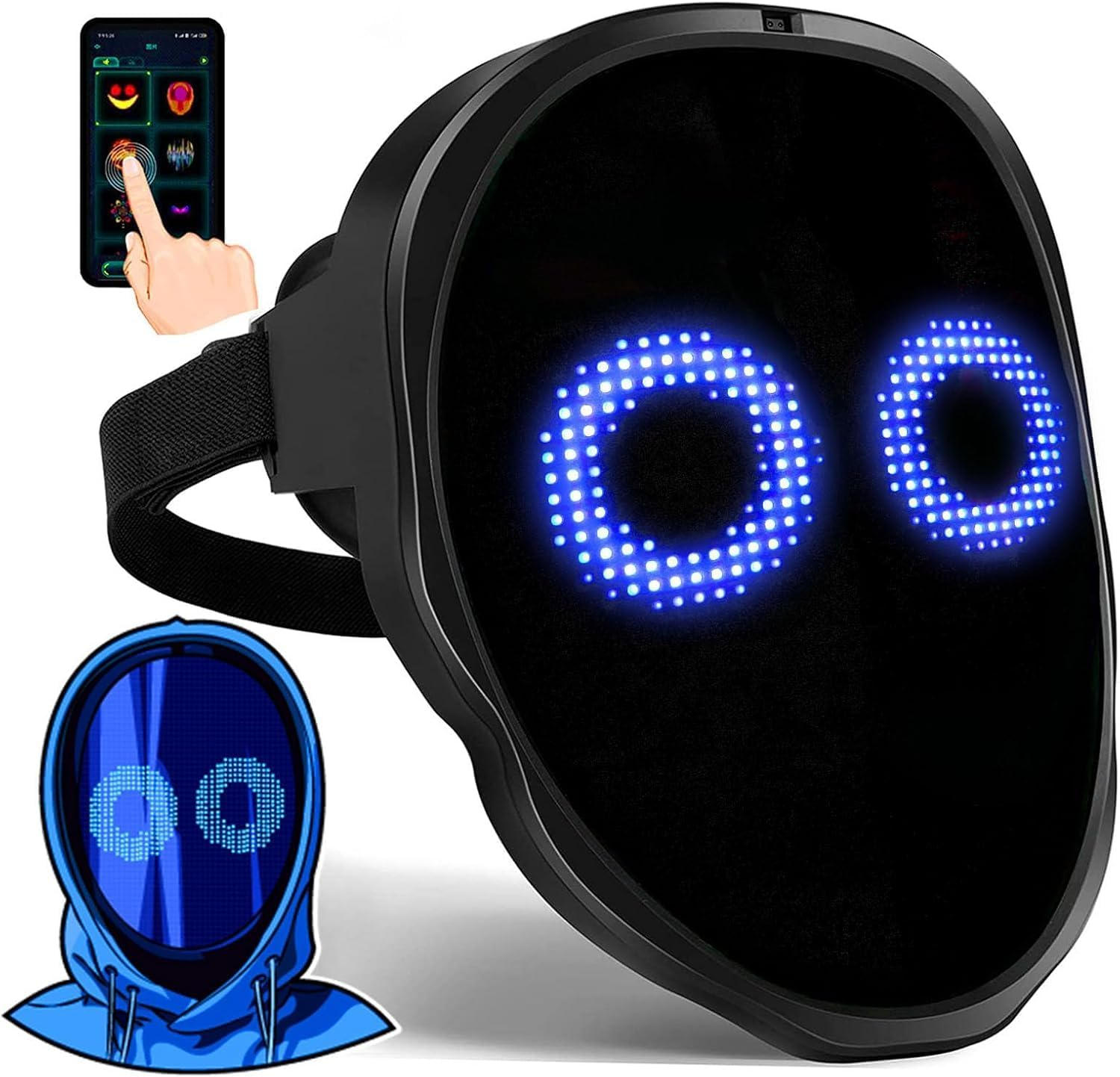 Led Mask with Bluetooth Programmable App,Shining Digital Luminous Mask for Adult Kid Halloween Masquerade Party image number 4