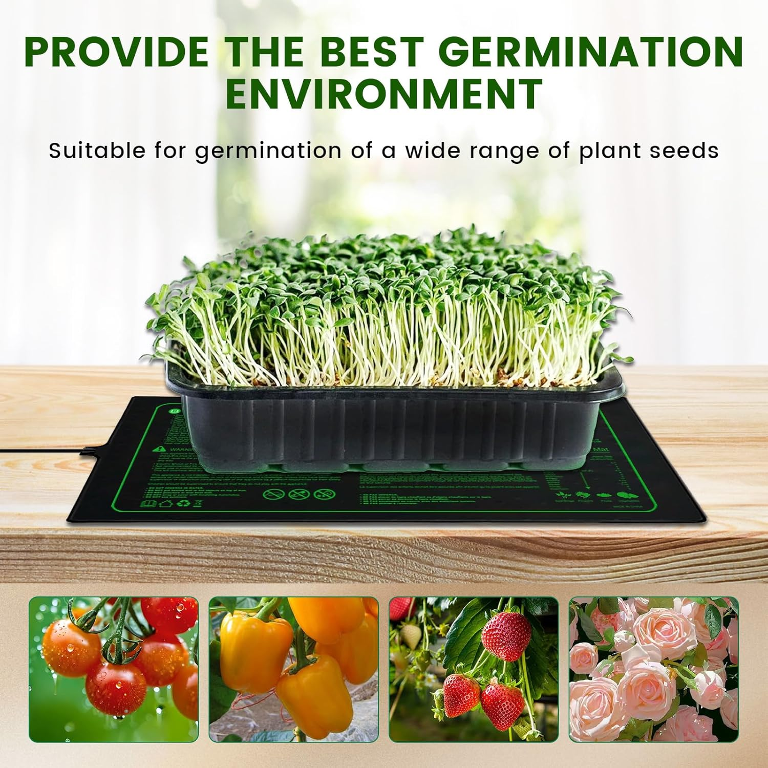 Bonlux Seedling Heat Mat with Thermostat, 25Cm X 50Cm Heat Mats for Plants, Seed Heating Mat for Indoor Growing, Brewing, Terrarium Warming, Seed Germination image number 1