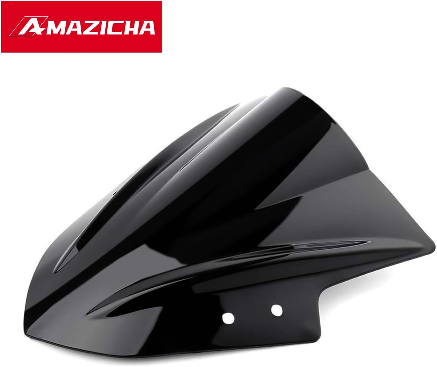 Amazicha Black Windscreen Windshield Double Bubble for Kawasaki Ninja 300 EX300 2013-2015, ABS Plastic, Black image number 6