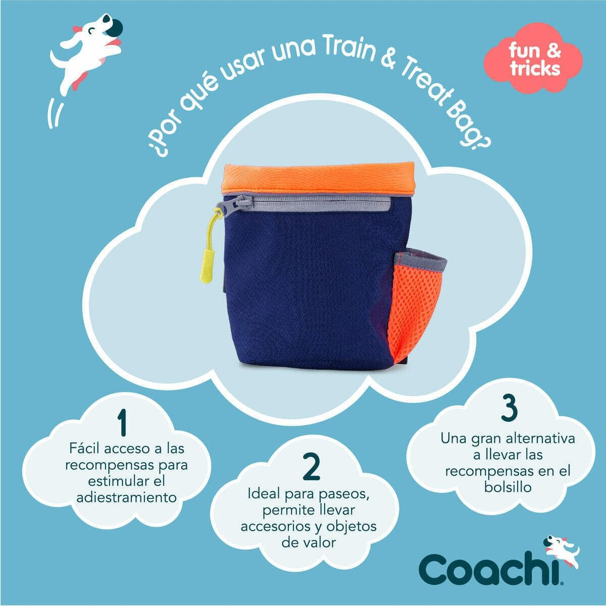 Coachi Train & Treat Bag, Pouch, Generously Sized Treat Compartment, Zipped Pocket, Drawstring Closure, Secure Attachment, Clips on Belt, Waistband or Pocket. Suitable for Dog Walking & Training image number 4