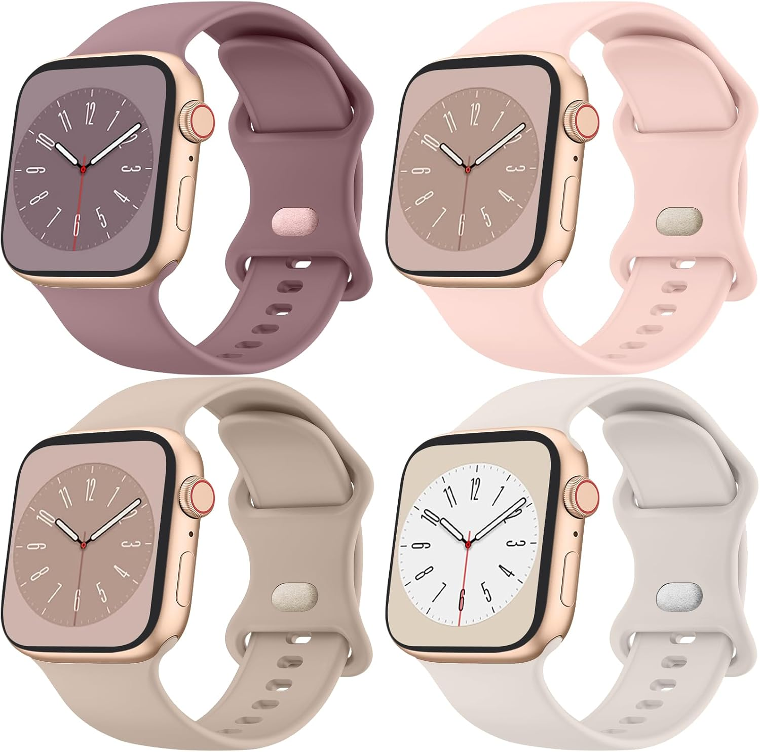 [4 Pack]Silicone Bands for Apple Watch Bands Women Men 49Mm 45Mm 44Mm 42Mm 41Mm 40Mm 38Mm, Soft Adjustable Comfortable Replacement Sport Strap for Iwatch Ultra/Iwatch Series 10/9/8/7/SE/6/5/4/3/2 image number 1