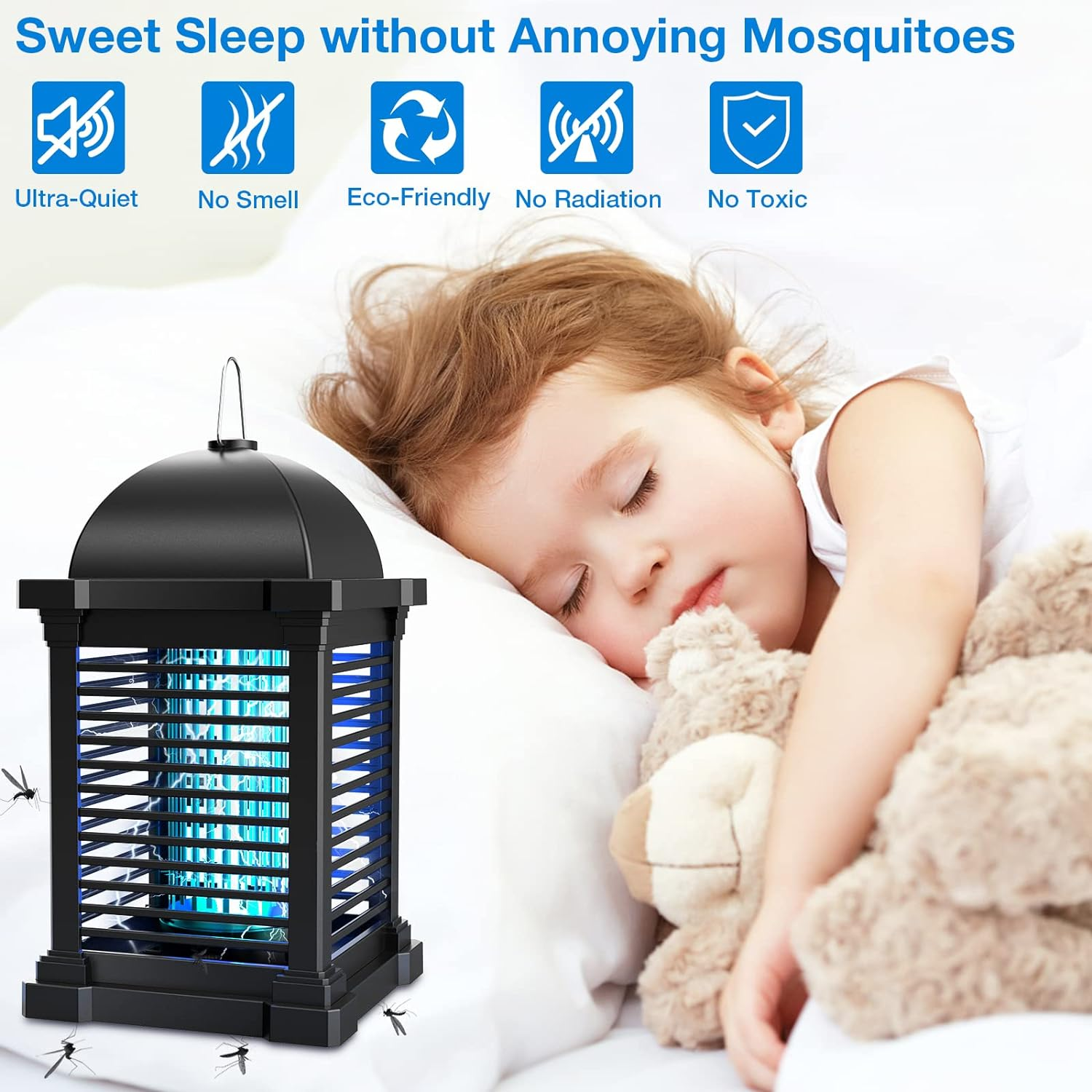 PALONE Bug Zapper, High-Performance 4300V, 20W 2 in 1 Indoor and Outdoor Multifunctional Mosquito Killer Lamp, IPX4 High-Grade Waterproof, Mosquito Killer for Mosquitoes, Wasps, House Flies image number 4