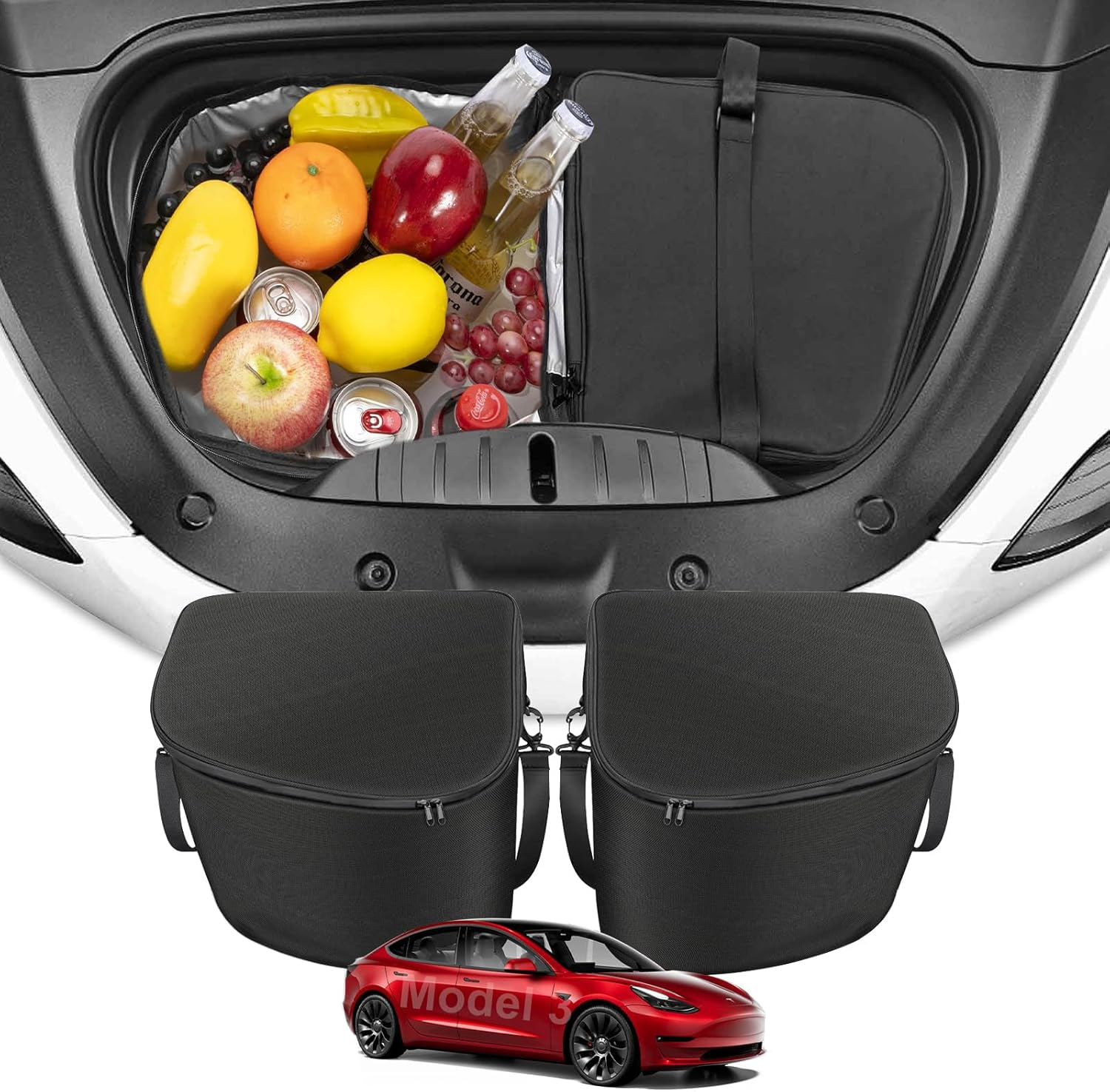 2024 Model 3 Highland Frunk Organizer, Car Cargo Organizer for Tesla Model 3 2017-2024, Front Trunk Insulation Cooler Bag, Portable Waterproof Container with Adjustable Strip