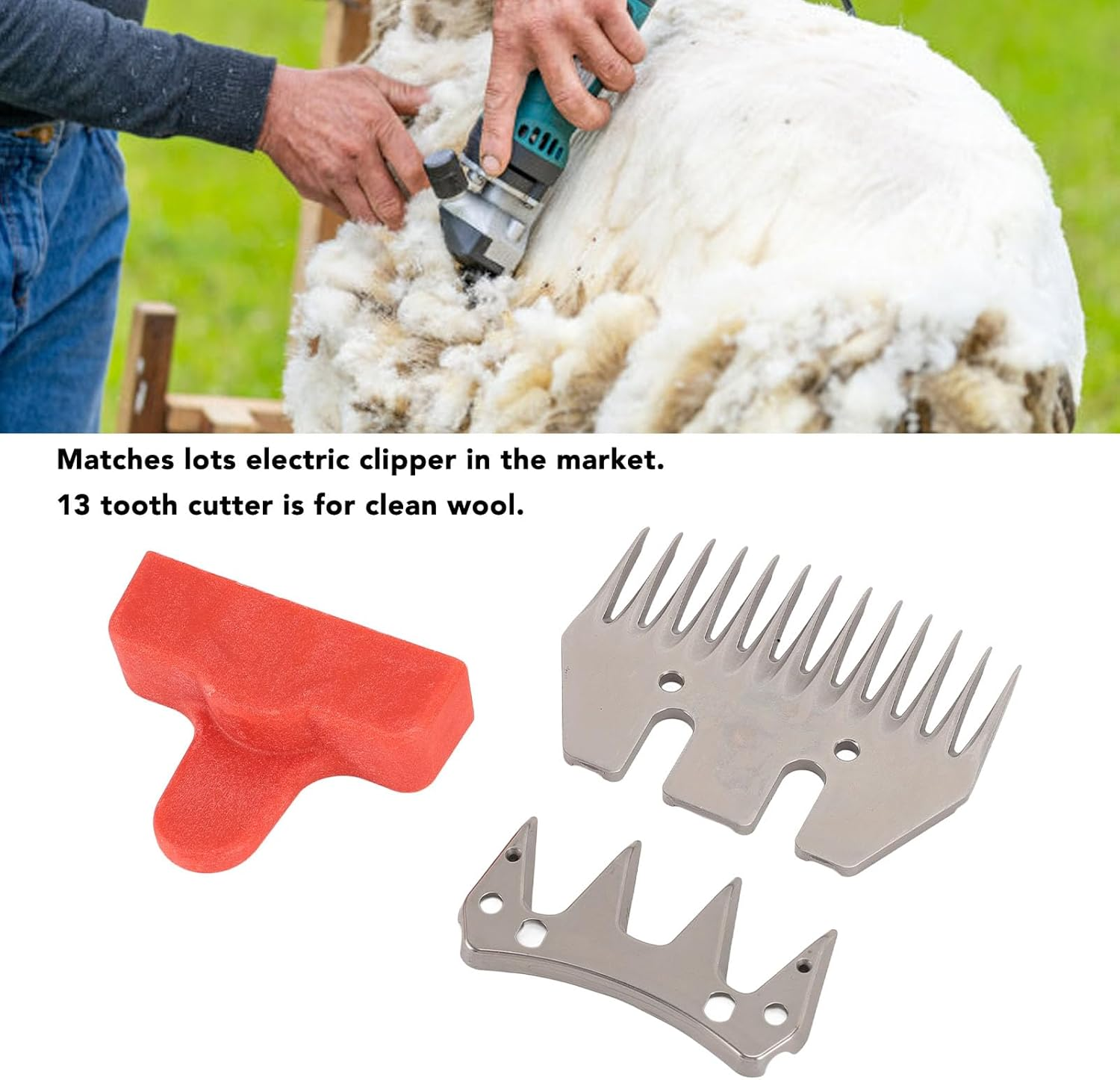 Sheep Shears Replacement Blades, Sheep Shears Wool Clippers Replacement Blades Straight 13 Tooth 4 Tooth Stainless Steel Sheep Clippers Shearing Blades for Sheep Alpacas Goats image number 4