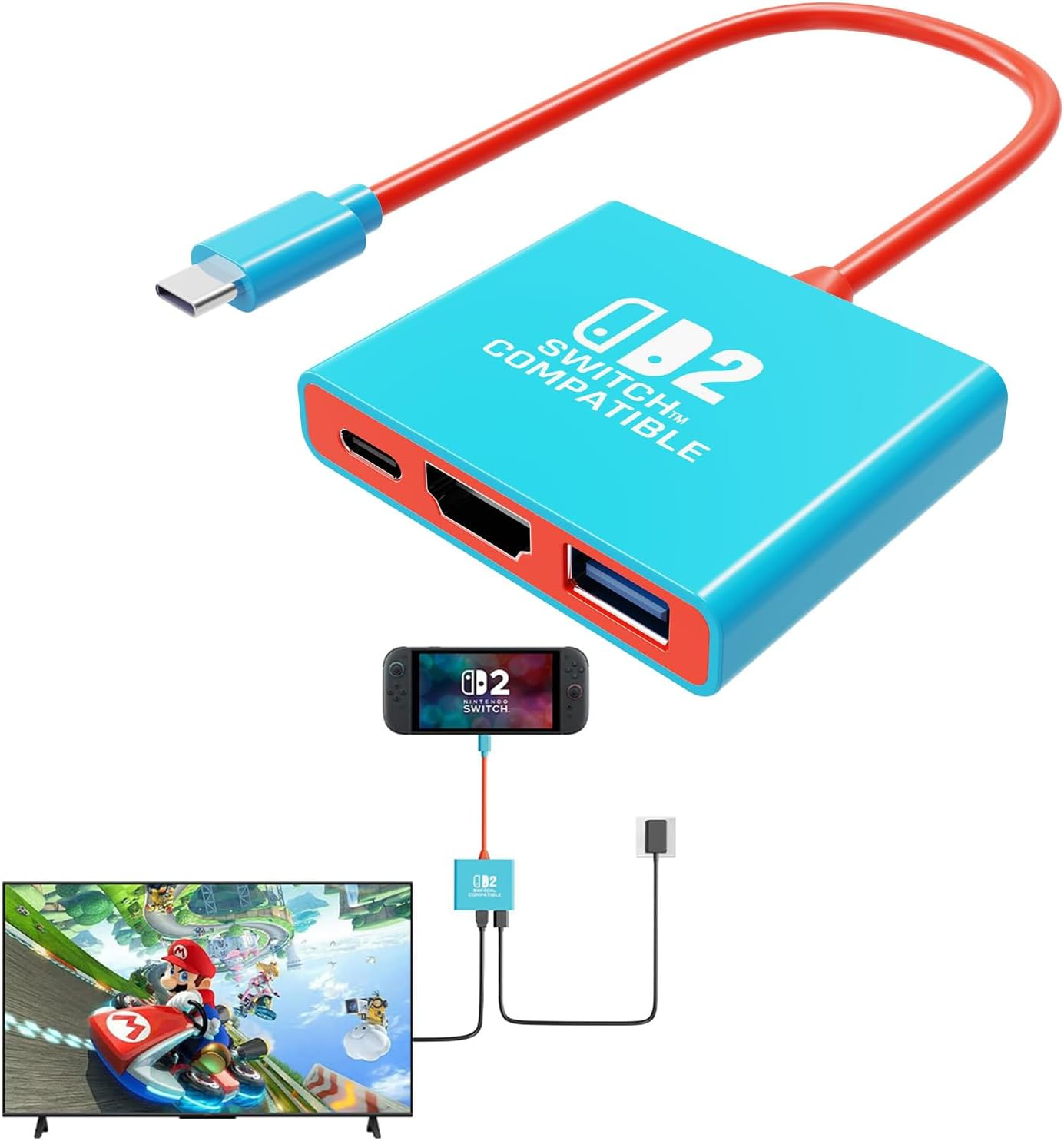 Docking Station Compatible with Nintendo Switch 2, Replacement for Nintendo Switch 2 Dock,Portable Travel Docking Station with HDMI2.0/PD 100W/USB3.0 Port,Support 4K/60HZ Switch 2 TV Mode