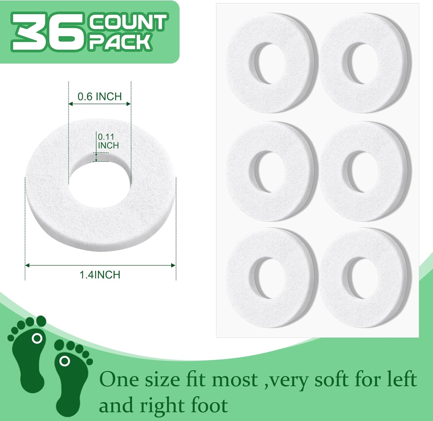 Nuanchu 36 Pcs Callus Cushions Callus Pads for Bottom of Foot round Corn Cushions Pads for Feet Soft Adhesive Felt Corn Pads for Ball and Side of Foot, Pain Relief from Shoe