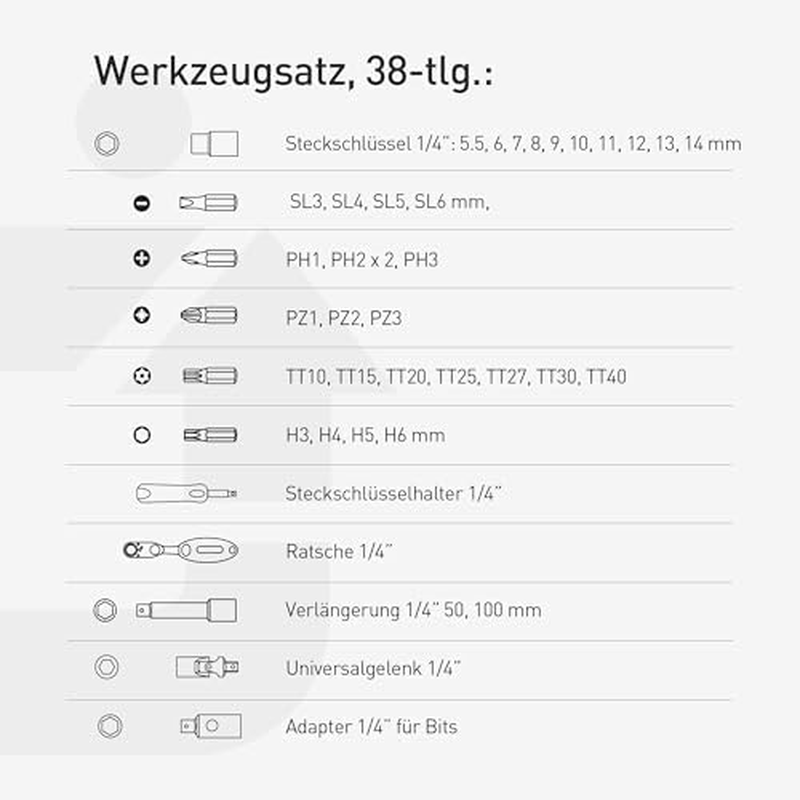 H&ouml;gert Tool Set Tool Box - Tool Set Tool Tools Socket Spanner Set Screwdriver Ratchet - Black/Blue, 1/4 Inch, HT1R462, 38 Pieces