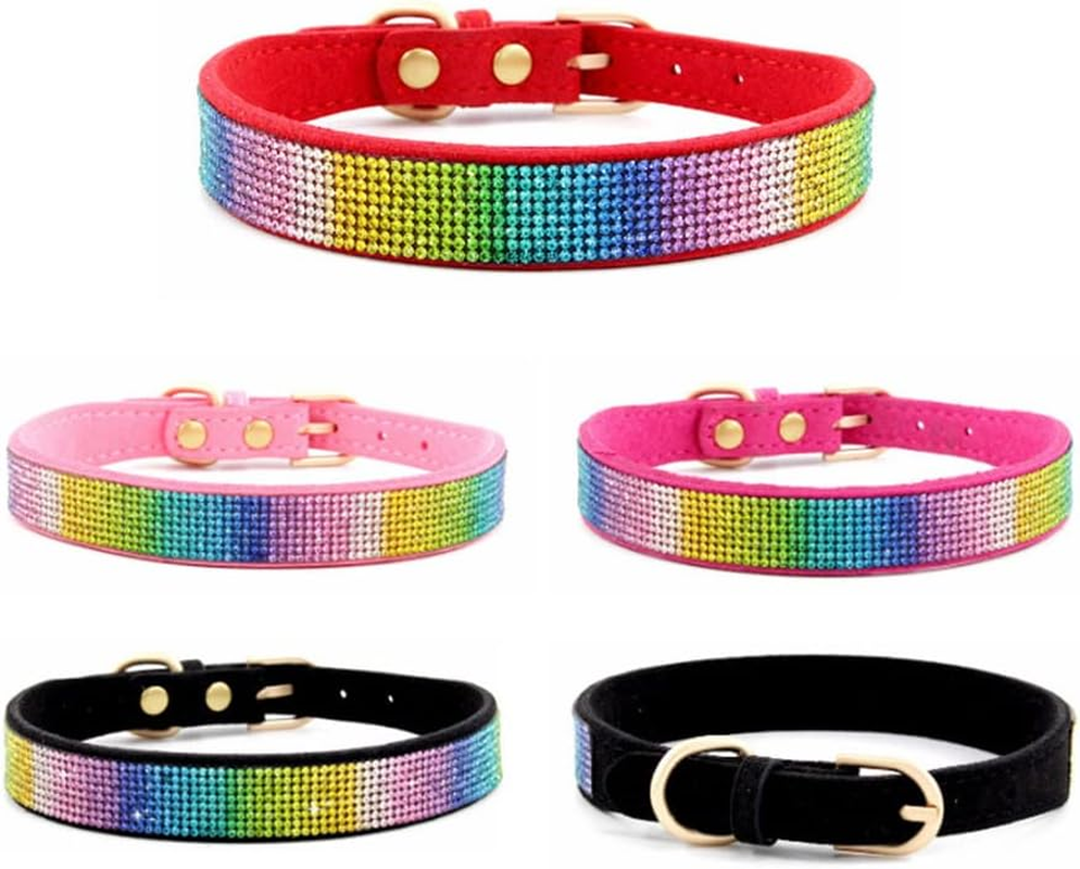 Dog Collar Dazzling Sparkling Crystal Rhinestone Adjustable Puppy Cat Pet Collars Rose Red Small image number 6