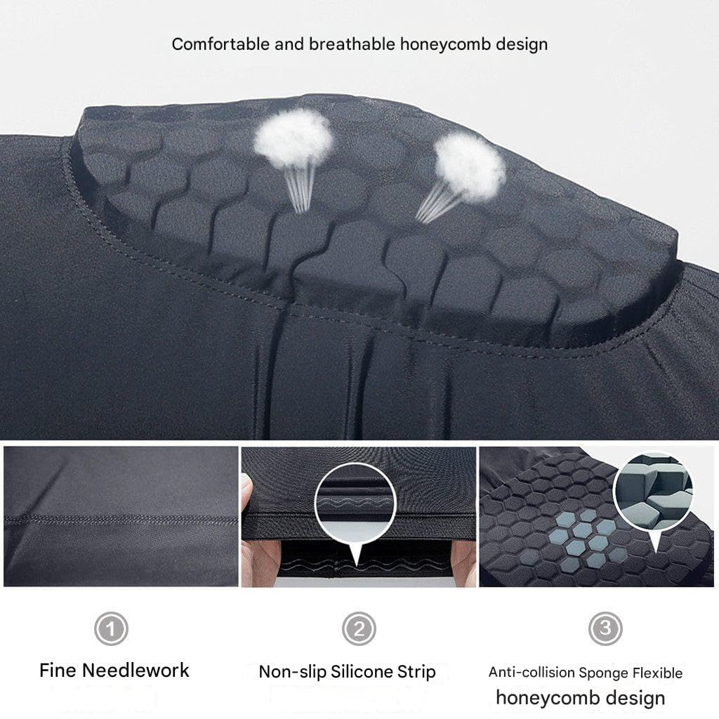 2 Pcs Shield Shape Crash Proof Elbow Pads Arm Sleeve Compression Shin Pads Brace Protector Gear for Volleyball, Basketball, Football & All Contact Sports, (1 Pair) (Black, Large) image number 1