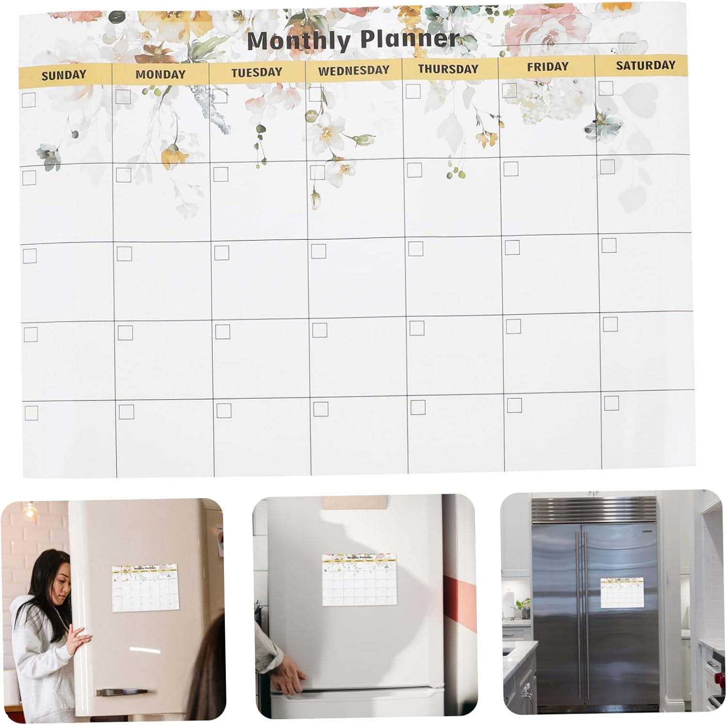 Tofficu Magnetic Dry Erase Calendar Planner for Fridge Monthly Weekly Schedule Board Easy to Clean Reusable Magnetic Message Board for Home Office Organization