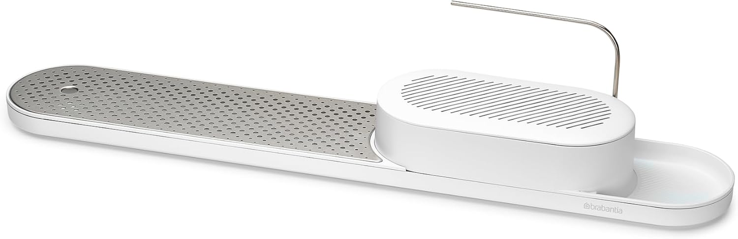 Brabantia - Sinkstyle Organiser and Drying Tray with Drip Tray and Removable Stainless Steel Plate &ndash; Sleek Kitchen Storage Solution &ndash; Mineral Fresh White image number 3