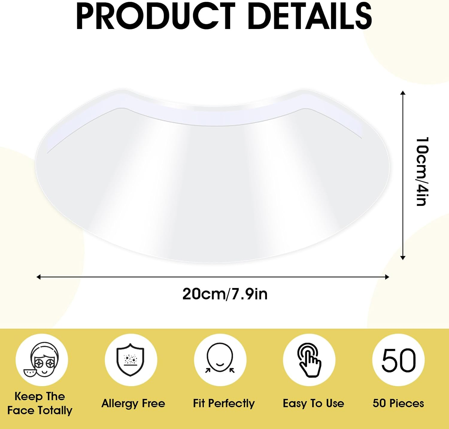 Thinp 50Pcs Shower Face Eye Shields,Clear Eyebrow Shower Shield Visors Disposal Shower Visor for Adults Shower Goggles Waterproof Shower Face Shields for Makeup Protector Hairspray Eyelid Aftercare image number 4