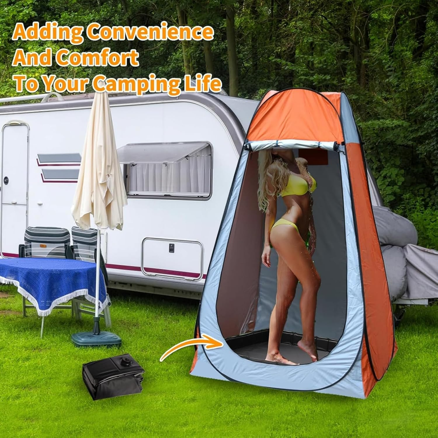 Ssumght Camping Shower Base, Foldable Shower Tent Awning Base with Drain Hose to Keep Feet Clean, 104 * 104 * 13Cm Portable Shower Pan for Indoor and Outdoor image number 5
