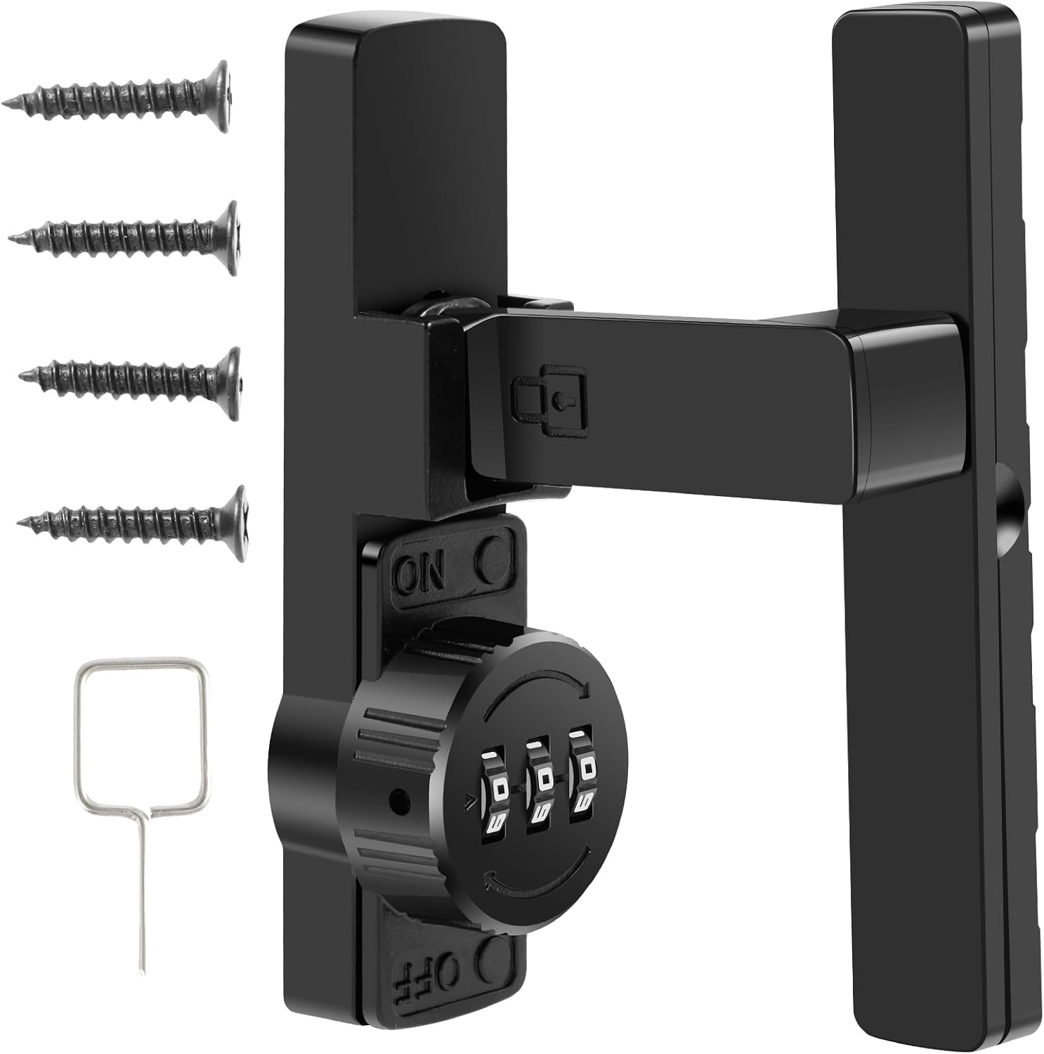 Door Slide Latch, Adjustable Door Latch Combination, 90/180 Degree Lock Zinc Alloy Security Latch with 3-Digit Code for Gates Barns (B)