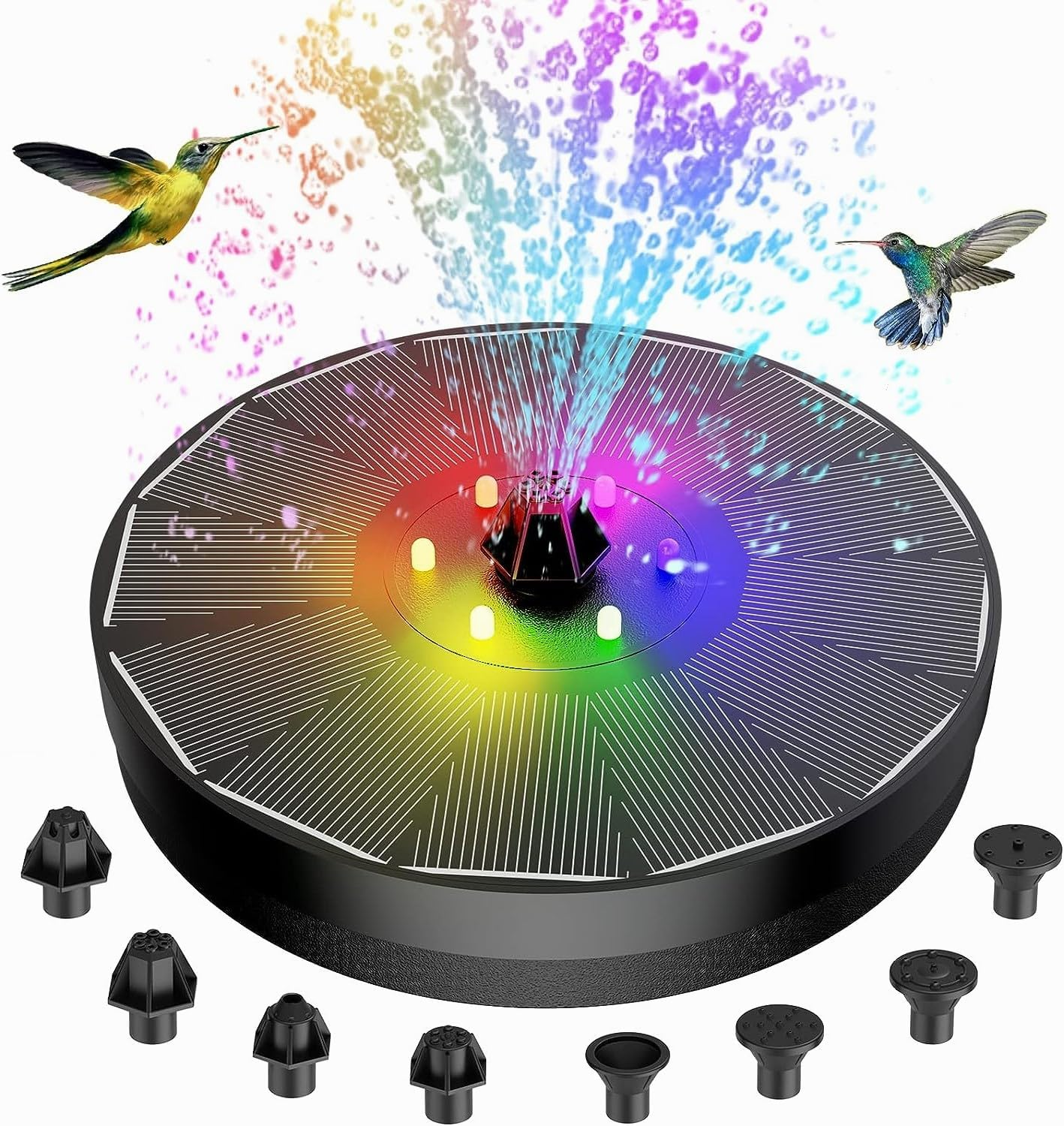 AUS Living Solar Fountain 3W with Battery & Leds, Floats in Bird Bath, Water Feature for Garden, Pool, Outdoor Pond. Simple to Use, No Power Cables Required image number 5
