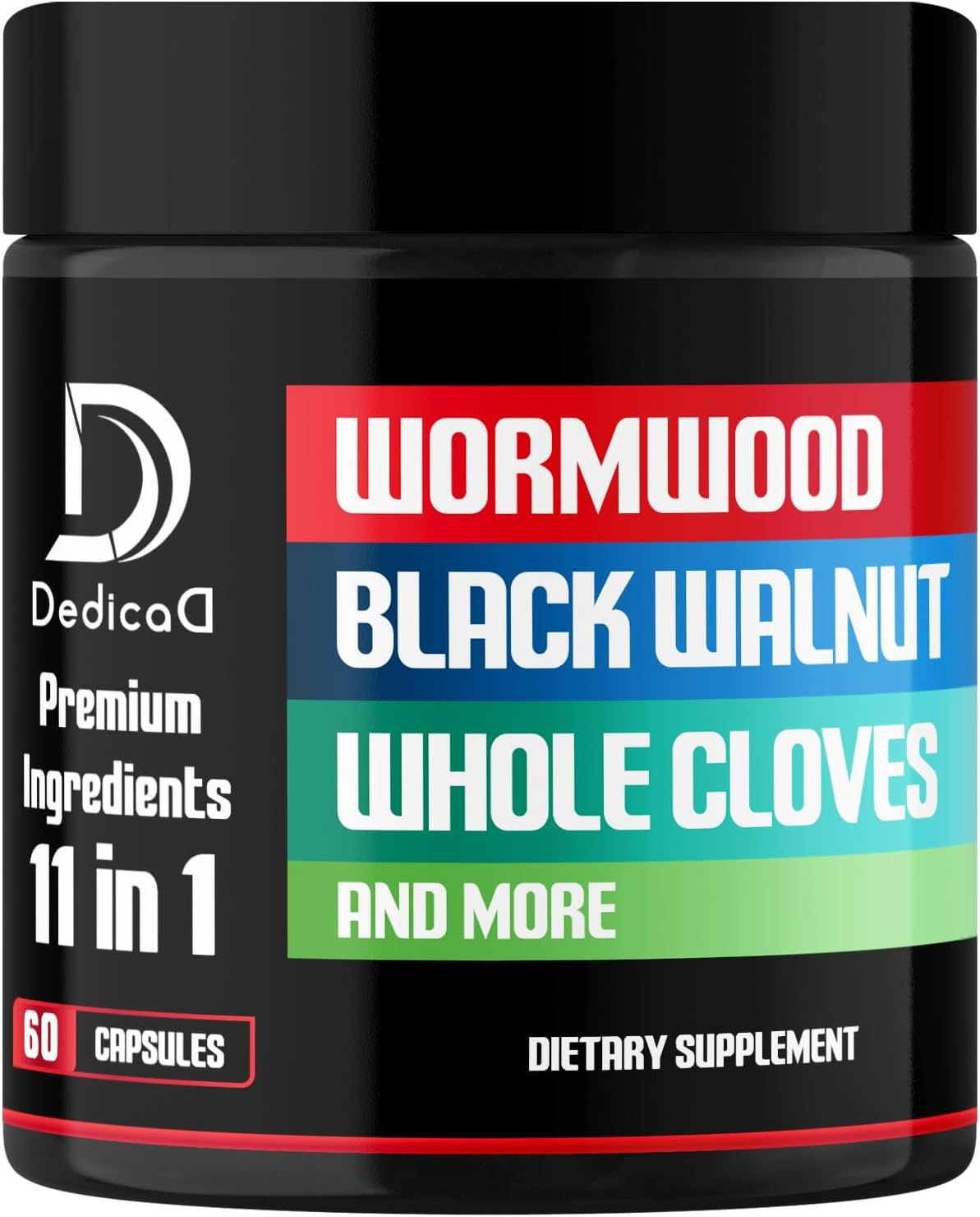 DEDICAD Wormwood Capsules Supplement - Extracted from Black Walnut, Cloves, Turmeric, Apple, Berberine Hcl & More - 11 Ingredients Combined for Immune System, Body Management - 60 Capsules image number 5