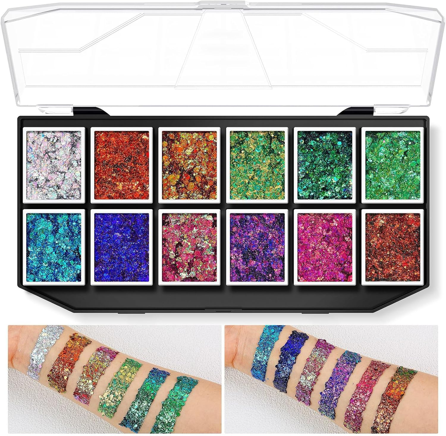 Namolit Solid Sequins Large Capacity Makeup Palette Stage Makeup Glitter Gel Body Painting Eyeshadow 1 image number 5