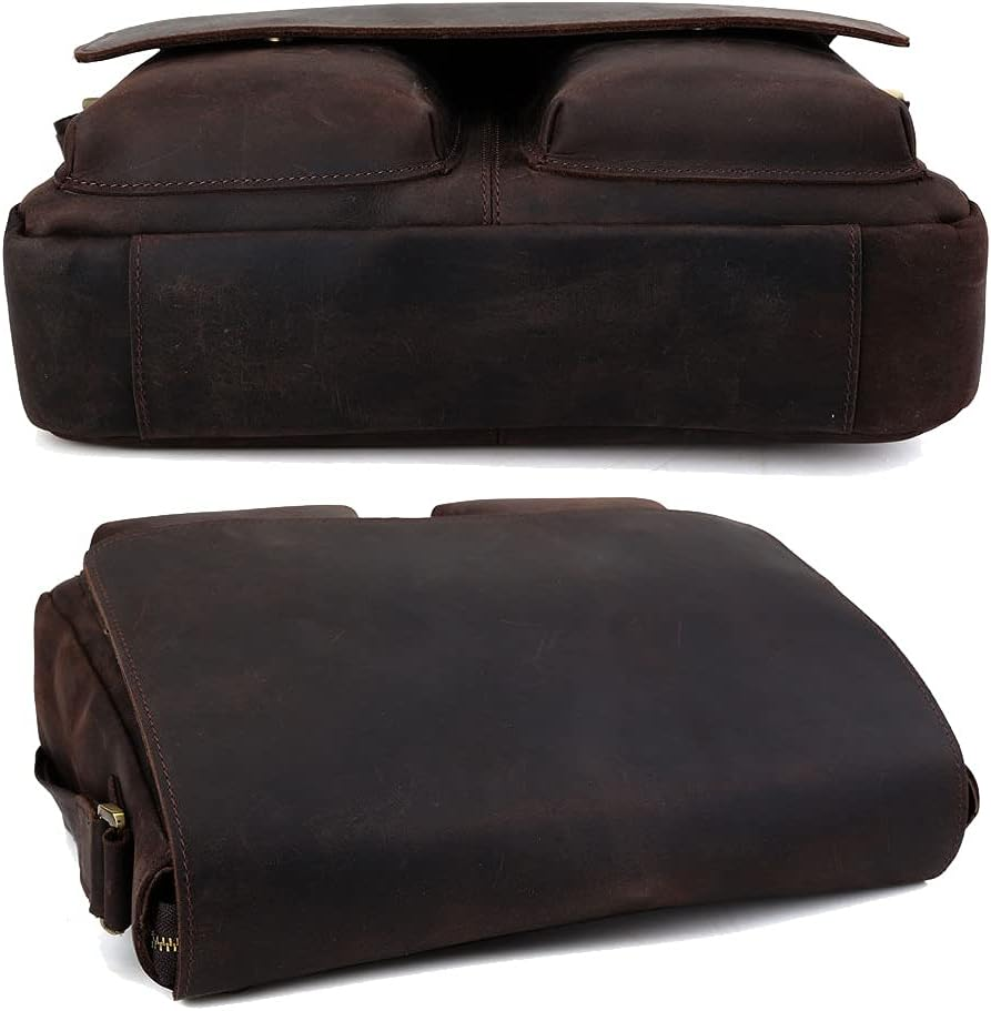 Tiding Leather Messenger Bag for Men Vintage 13 Inch Laptop Bag Work Business Satchel Crossbody Shoulder Bag image number 1