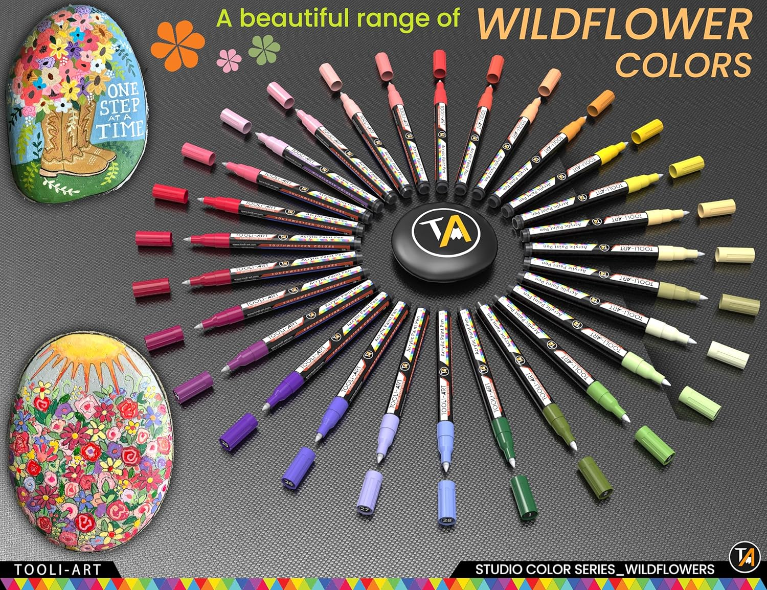 28 Wildflower Colours Acrylic Paint Pens Studio Colour Series Markers Set 0.7Mm Extra Fine Tip, Rock Painting, Glass, Mugs, Wood, Metal, Canvas, DIY, Detailing. Non Toxic, Waterbased, Quick Drying image number 5