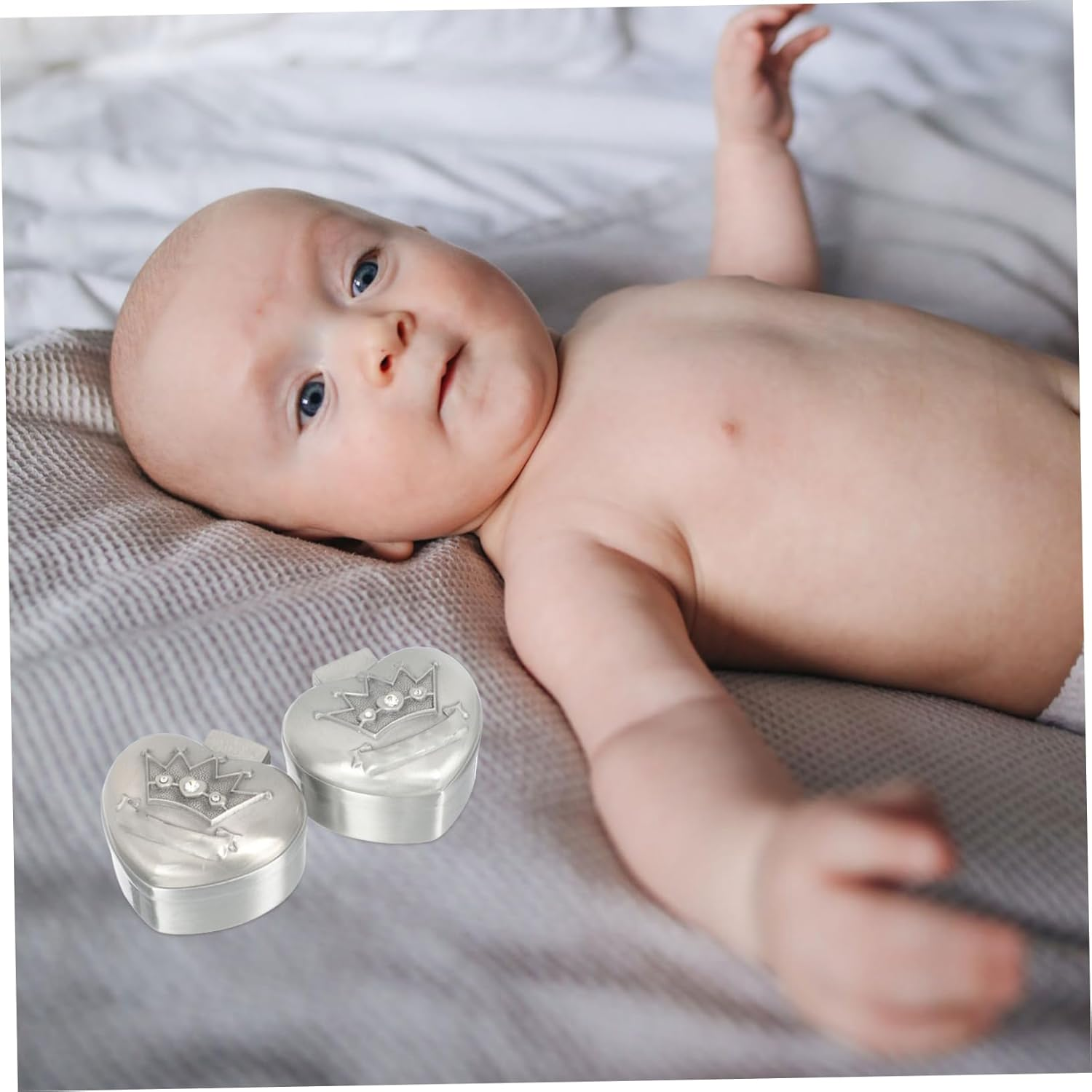 Vaguelly 2Pcs Alloy Tooth Box for Boys and Girls Keepsake Organizer Tooth Holder Storage Holder image number 3