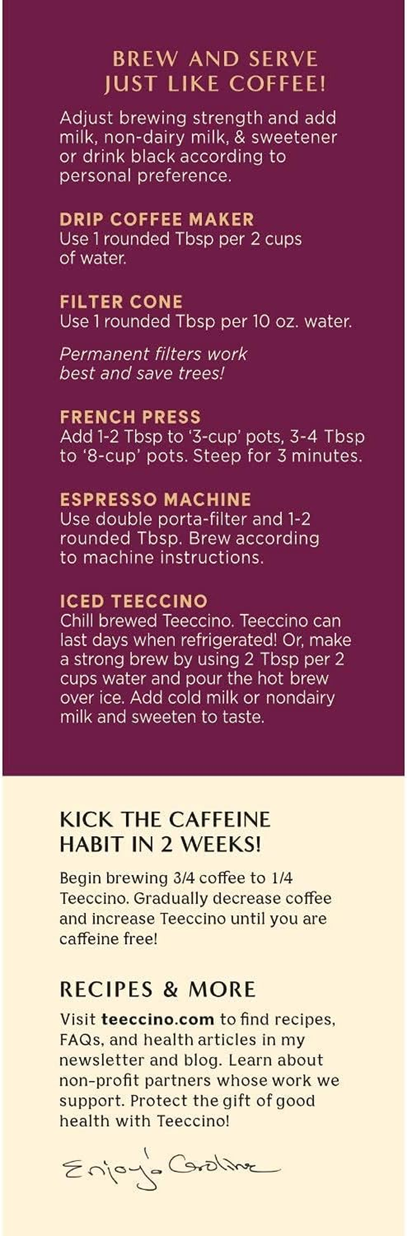 Teeccino All Purpose Grind Hazelnut Medium Roast Chicory Herbal Coffee 312 G image number 1