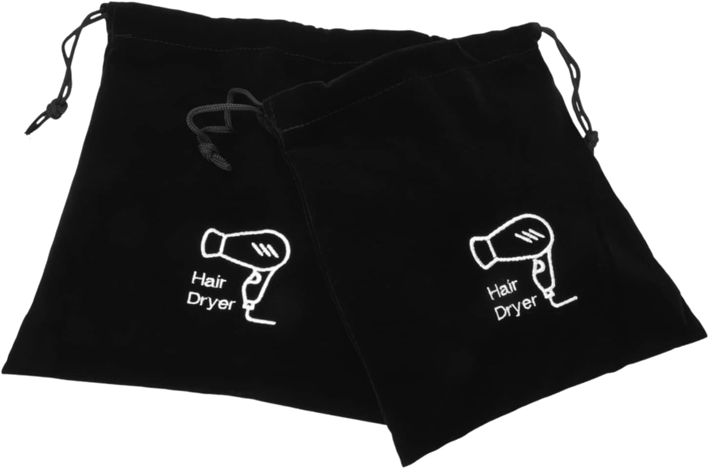 Outanaya 2Pcs Hair Dryer Storage Bag Black Drawstring Pouch Multifunctional Organizer for Travel Home Hotel Use Dustproof Velvet image number 3