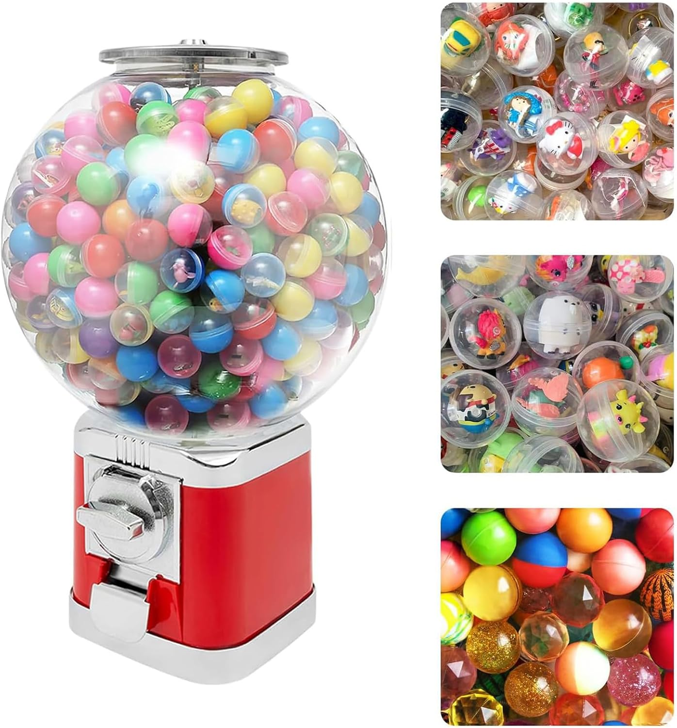 Capsules Vending Machine, Candy Gumball Vending Machine, Toy Balls Dispenser, Coin Operated round Capsules Bouncy Ball Dispenser for Game Retail Stores,Pink image number 2