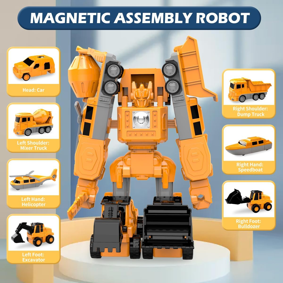 Magnetic Transform Engineering Toy Car DIY Truck Assembled Robot Toys with Storage Box, Building Blocks Construction Toys for 3 4 5 6 Year Old Boys Toy, STEM Educational Gifts for Kids(35 PCS)