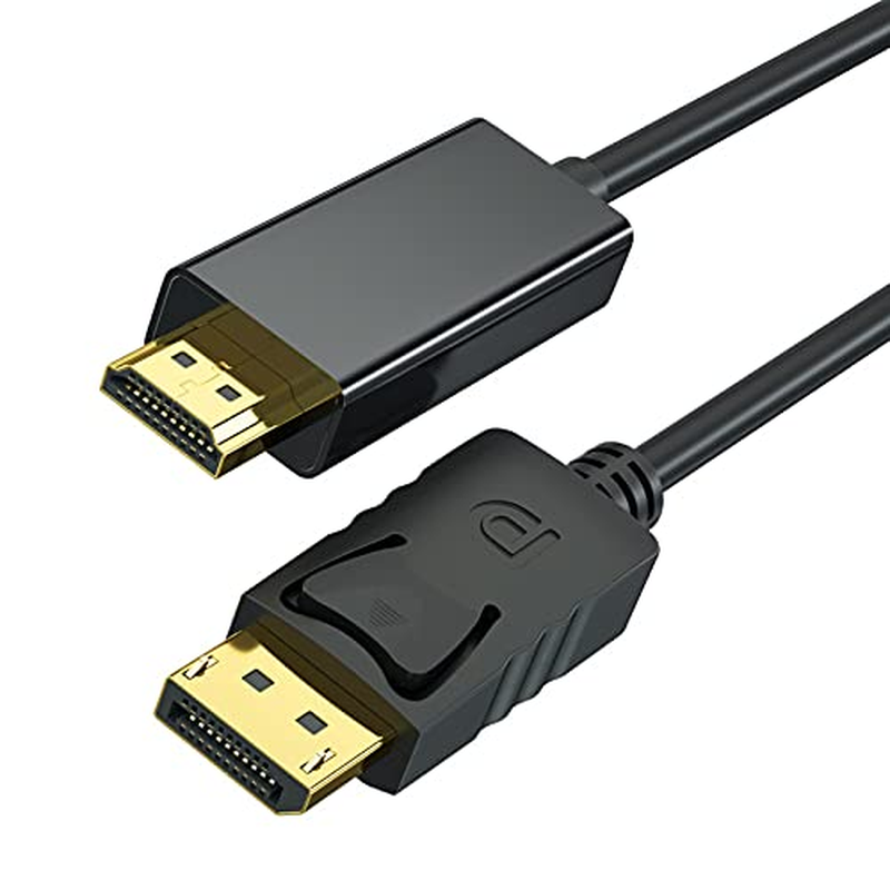 6Ft 4K Displayport to HDMI Cable Adapter, DP to HDMI Male Video UHD 4K@30Hz/2K@60Hz/1080P@120Hz DP to HDTV Uni-Directional Cord for Projector, Desktop, Dell, AMD, NVIDIA, Lenovo, Thinkpad