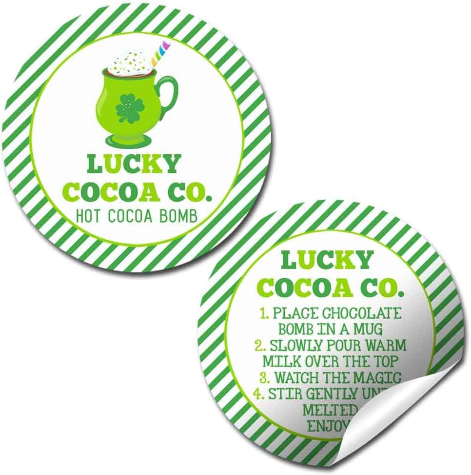 Lucky Cocoa Co. Festive Mug Themed St. Patrick'S Day Hot Cocoa Bomb Sticker Labels, Total of 40 2" Circle Stickers (20 Sets of 2) by Amandacreation image number 4
