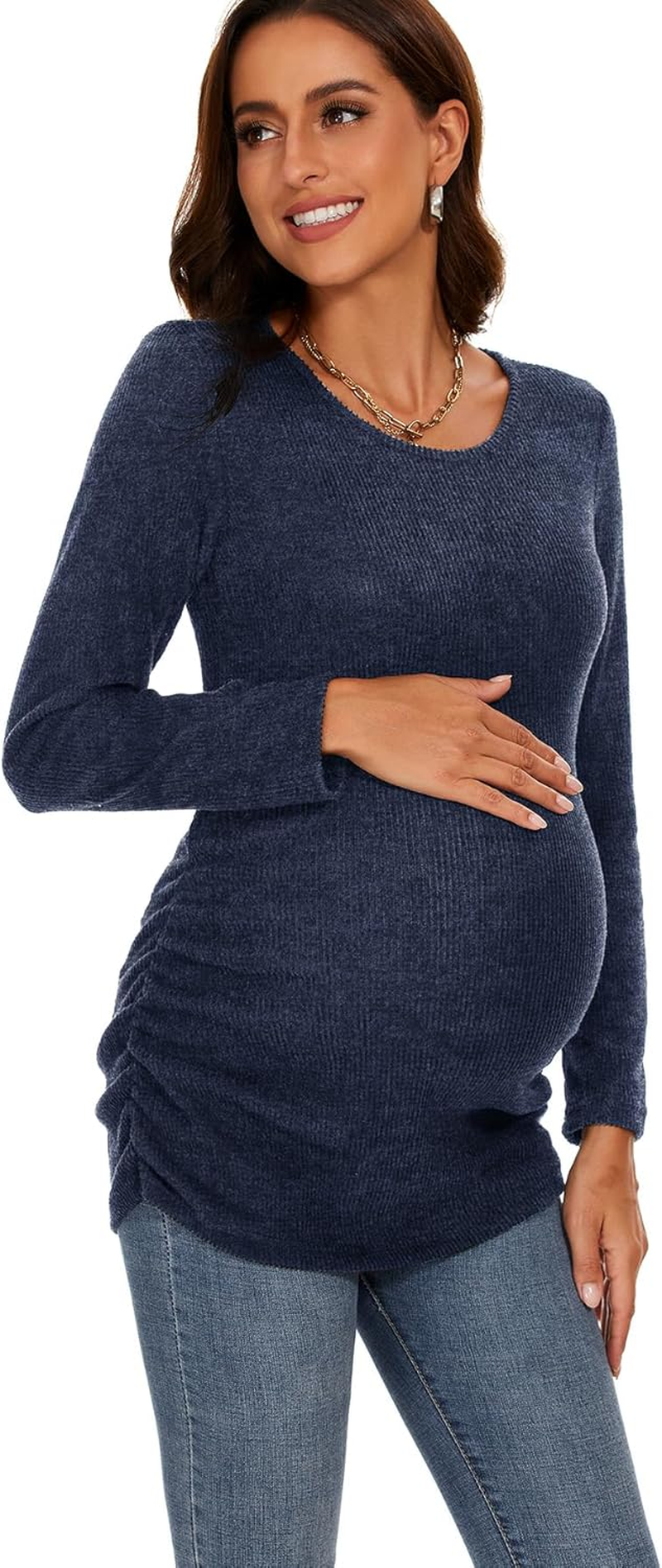 Smallshow Women'S Maternity Sweater Shirt Long Sleeve Pregnancy Top Clothes image number 7