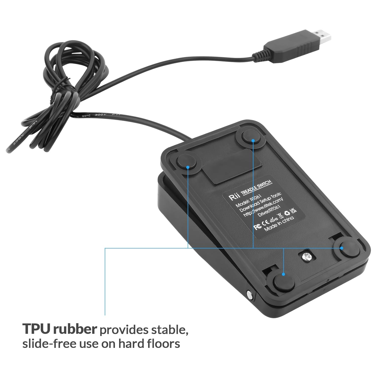 Rii USB Foot Switch Pedal Footswitch Game Control Action HID 6.2Ft for Keyboard Mouse PC Laptop image number 6