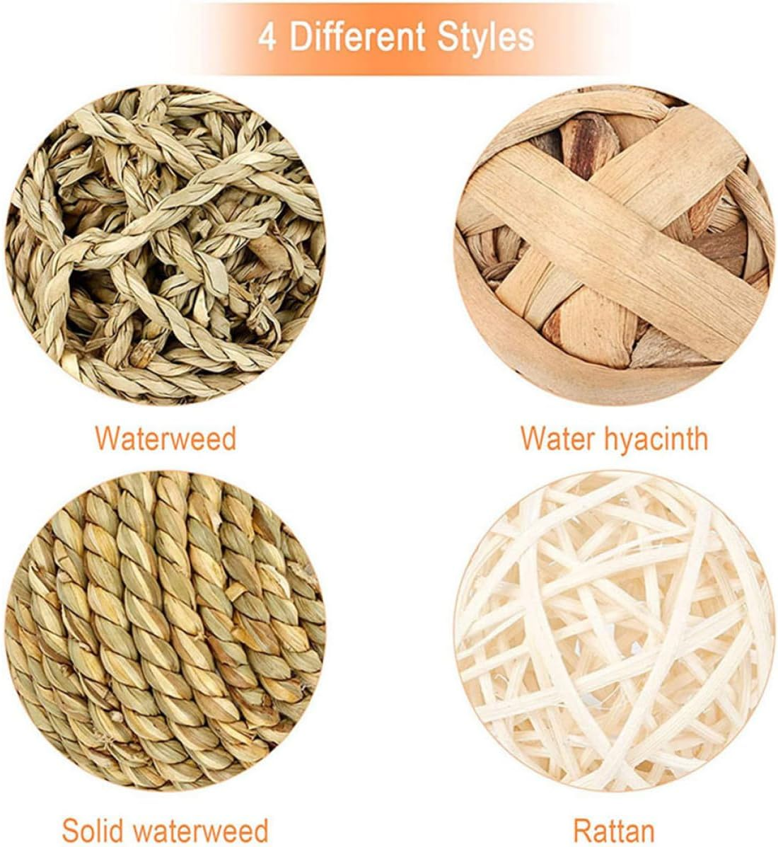 BATHVEVE 8Pcs Natural Woven Hamster Chew for Dental Health Small Pet Treats for Rabbits Guinea Pigs Rats Parrots Squirrels Agility Enhancing Play Balls image number 5