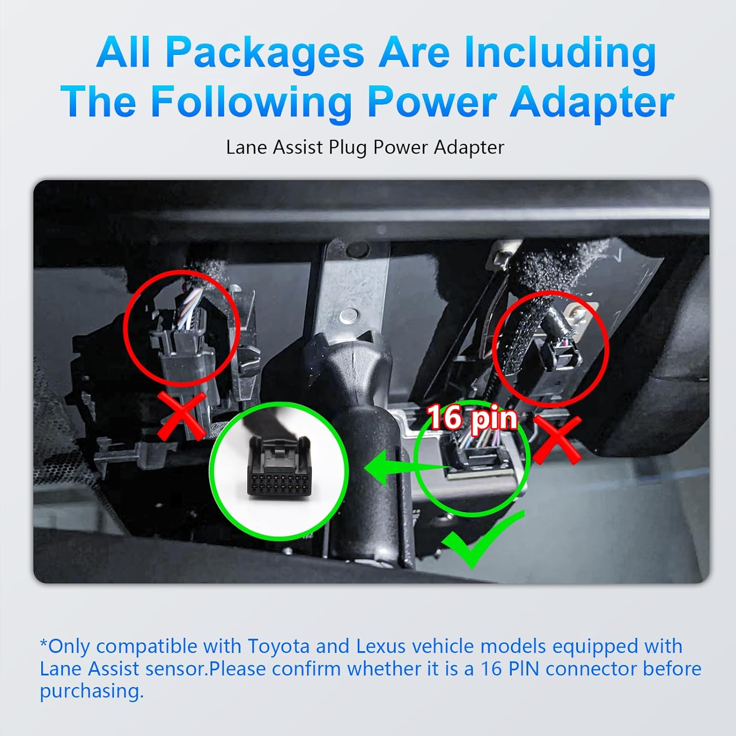 Mangoal Dashcam Power Adapter for Toyota 16 Pin (Model D) for Corolla Tacoma Grand Highlander Lexus NX RX RZ and More,Built-In Type-C Power Source,Hide the Wires,Connect Lane Assist Connector(Hidden) image number 3