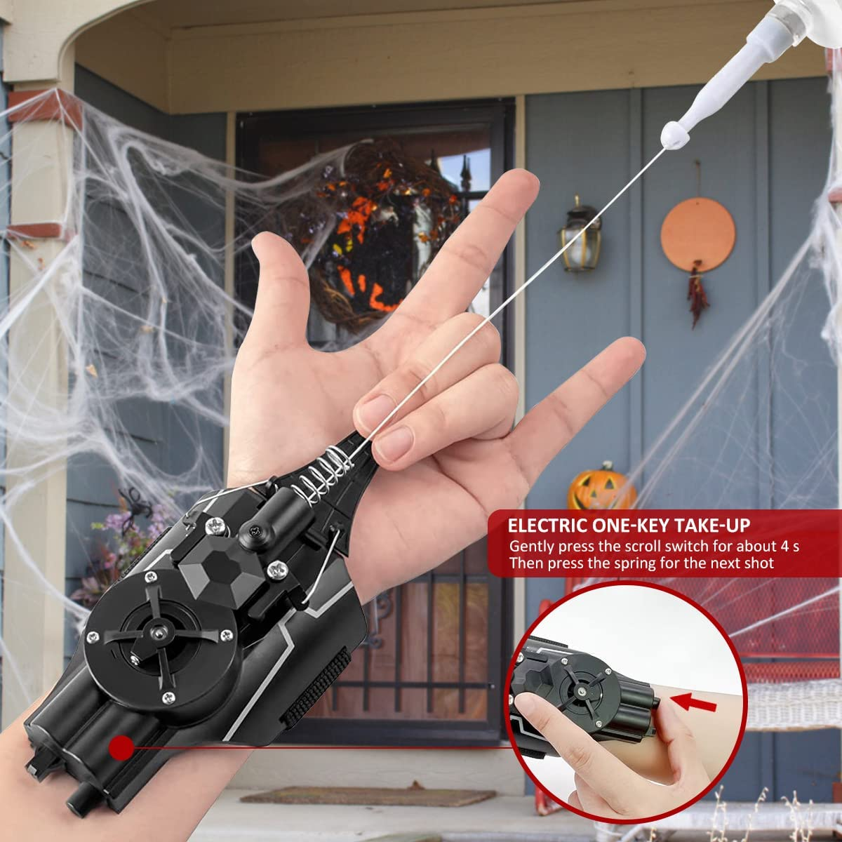 Web Launcher Toy, Newly Upgraded Web Shooters for Kids Gift, Rechargeable Portable Spider Launcher Toy, Silk Spider String Launcher Game for Cosplay (Black) image number 2