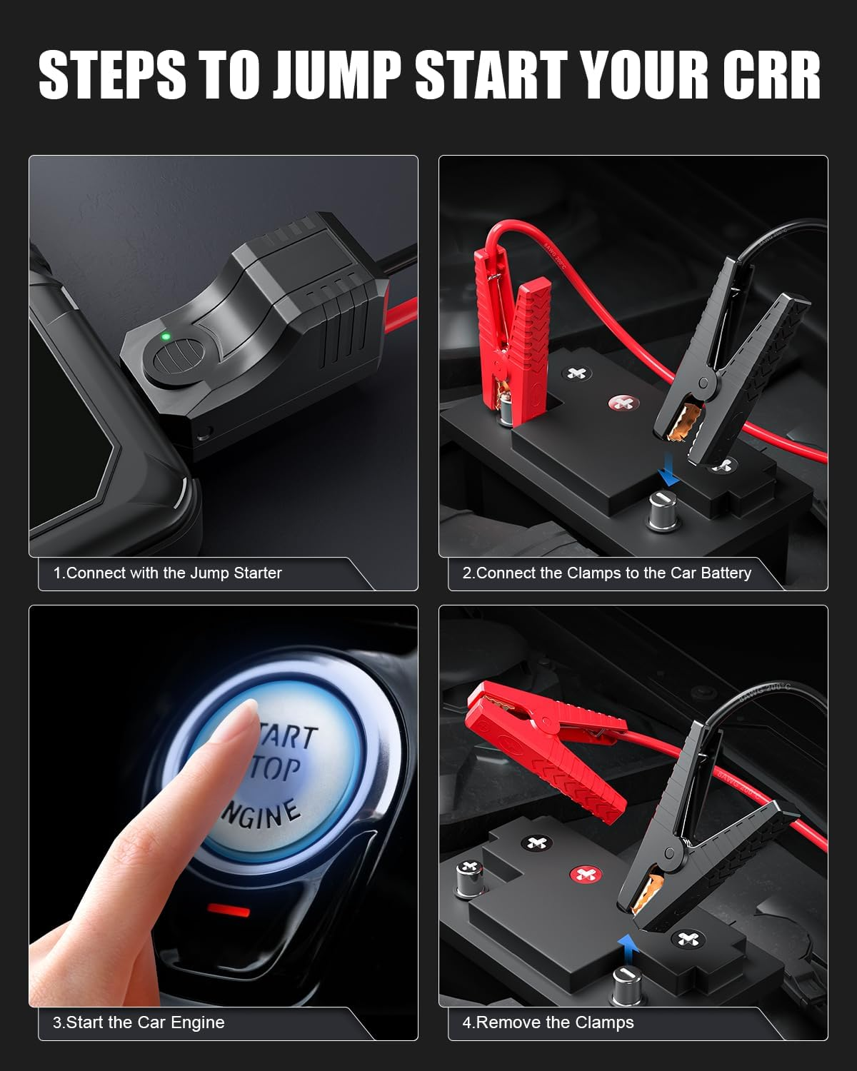 Smart Jumper Starter Clamps, Intelligent Portable Booster Jumper Cables Replacement Alligator Clips for 12V Car Jump Starter image number 1