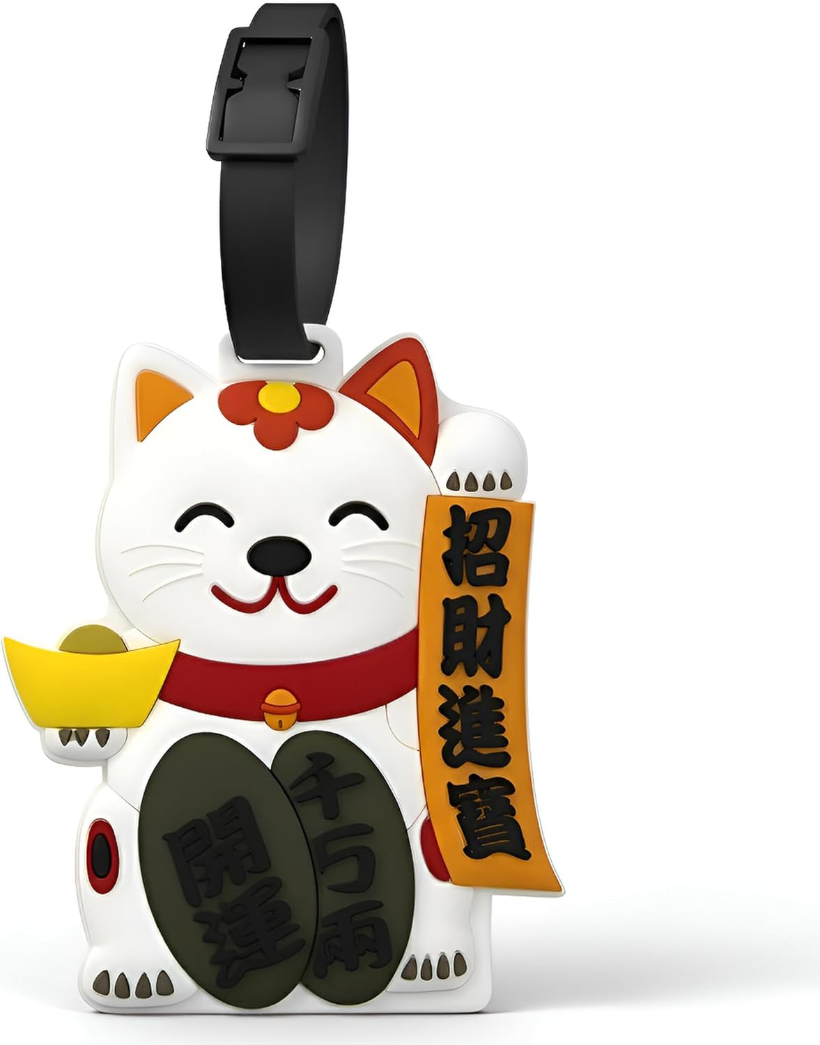ANINIUCN Maneki Neko Japanese Silicone Luggage Tag &ndash; Cute Lucky Cat ID Label for Suitcases, Backpacks & Travel Bags &ndash; Fun Travel Accessory for Teens & Adults