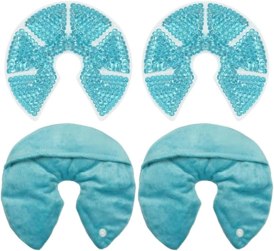 2 Pack Breast Ice Pack Cooling Breast Gel Pads with Soft Plush Backing for Pain Relief of Breastfeeding Swelling (Purple)