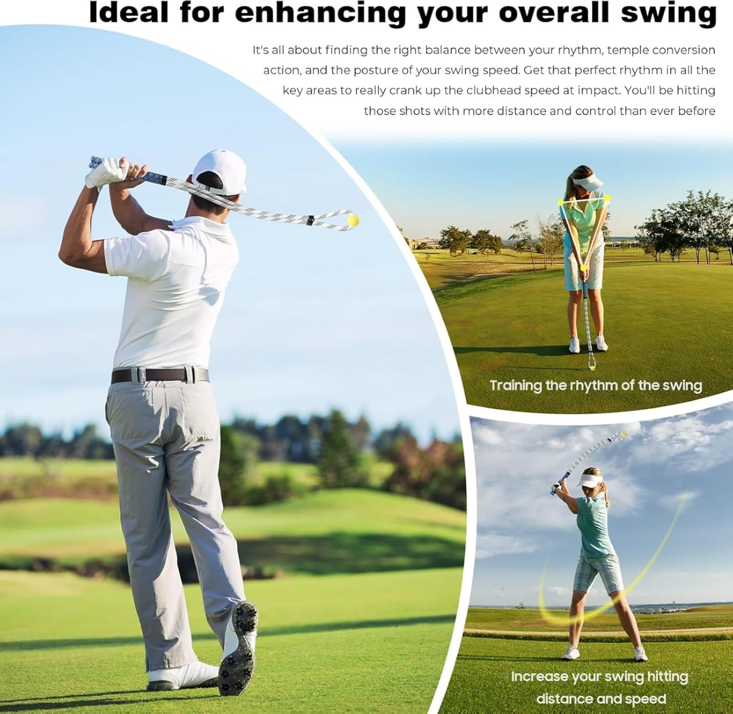 Zeyfon Golf Rope Swing Trainer, Golf Tyro Posture Corrector Professional Golf Training Aid, Master Tempo Golf Warm-Up Practice Equipment with Weighted Ball for Golfers of All Levels image number 5