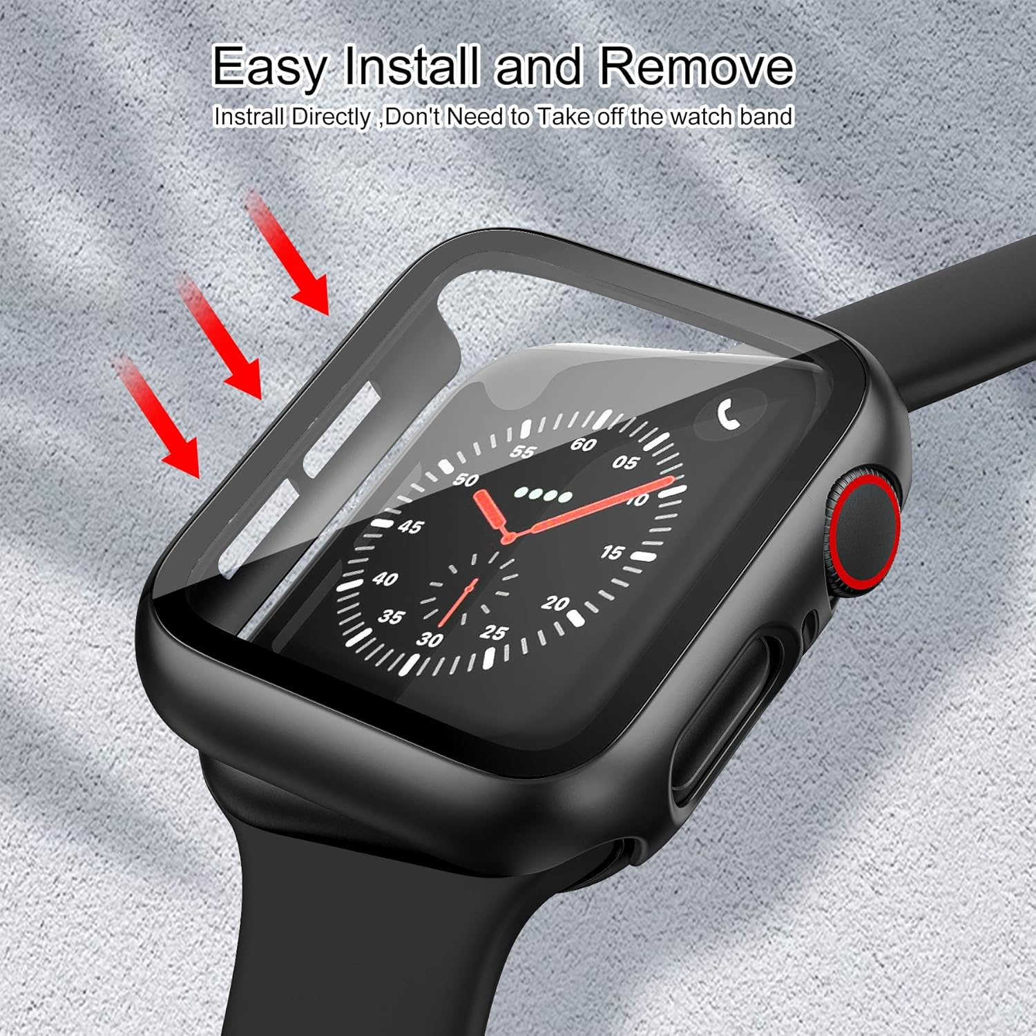 EDIMENS 2 Pack Hard PC Case Compatible with Apple Watch Series 6 / SE / 5/4 40Mm Women Men, Overall PC Case Slim Tempered Glass Screen Protector Protective Cover for Apple Iwatch 40Mm SE Black image number 5