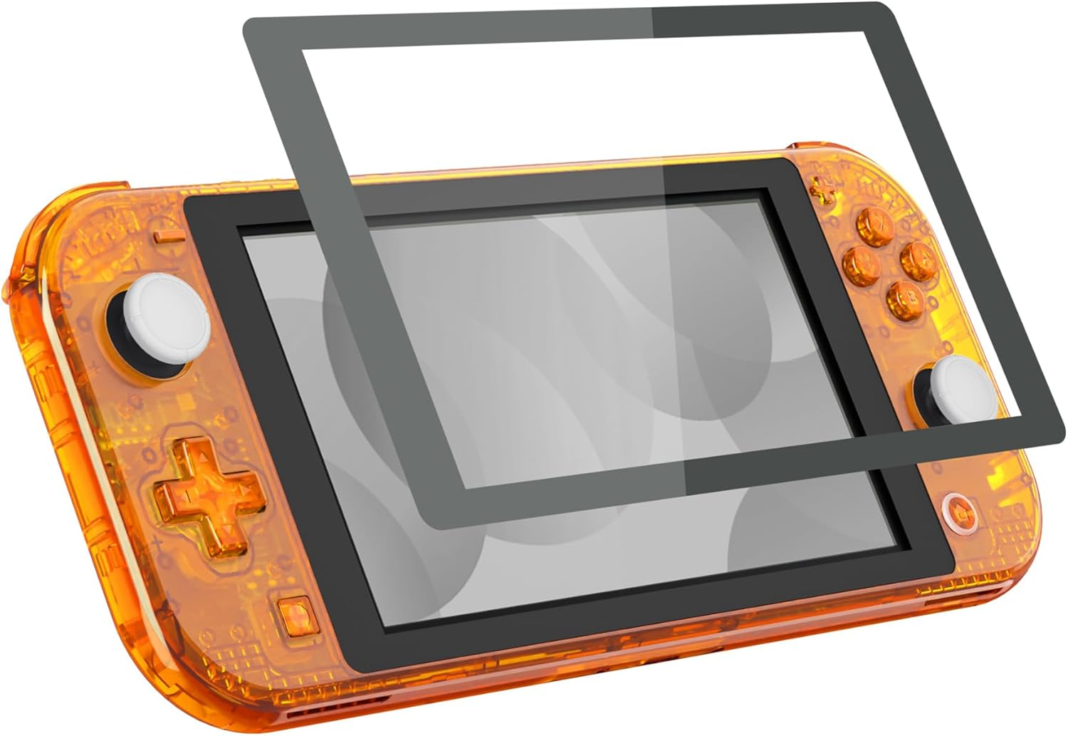Extremerate Crystal Clear Orange DIY Replacement Shell for Nintendo Switch Lite, NSL Handheld Controller Housing W/Screen Protector, Custom Case Cover for Nintendo Switch Lite - No Controller image number 1