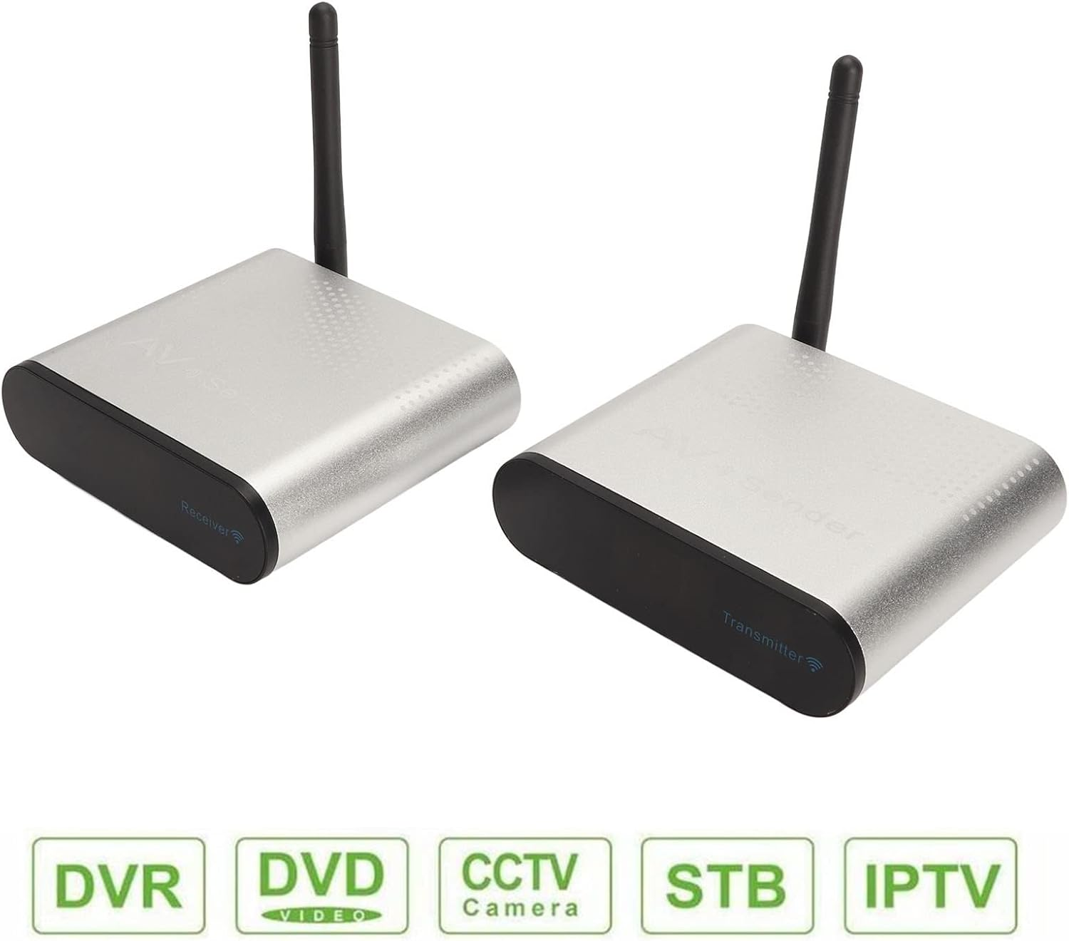 Sound Video Sender Receiver, Aluminum Alloy AV Transmitter Receiver Noiseless 8 Channel for Camera for TV (AU Plug)