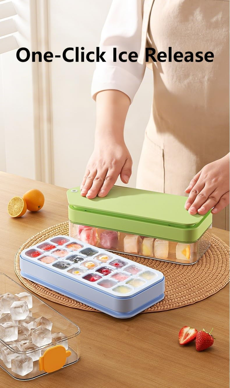 ANAVE Magic&trade; Next-Gen 21-Cube Vertical & Silicone Ice Cube Tray with Leak-Proof Lid Stackable Bin - Easy Pop-Out, Space-Saving Large Capacity Freezer Cube Maker for Whiskey, Cocktails image number 4