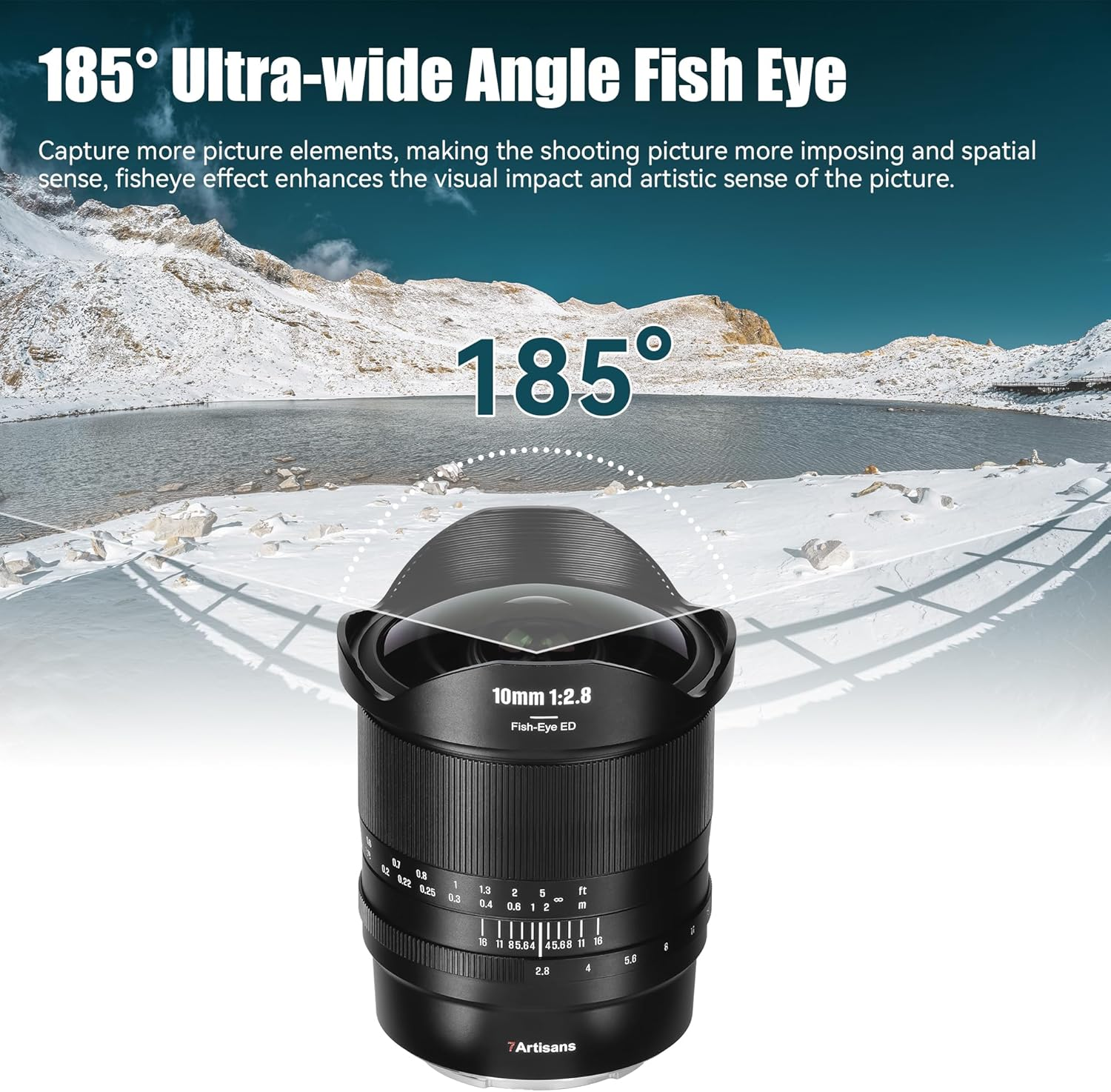 7Artisans 10Mm F2.8 II Full Frame Ultra Wide Angle Fisheye Lens 185&deg;Manual Focus for Sony E-Mount Mirrorless Cameras A7/A7R/A7S/A7II/A7RII/A7SII/A9/A7RIII/A7III/A7RIV/A9II/A7SIII/A7C/A1