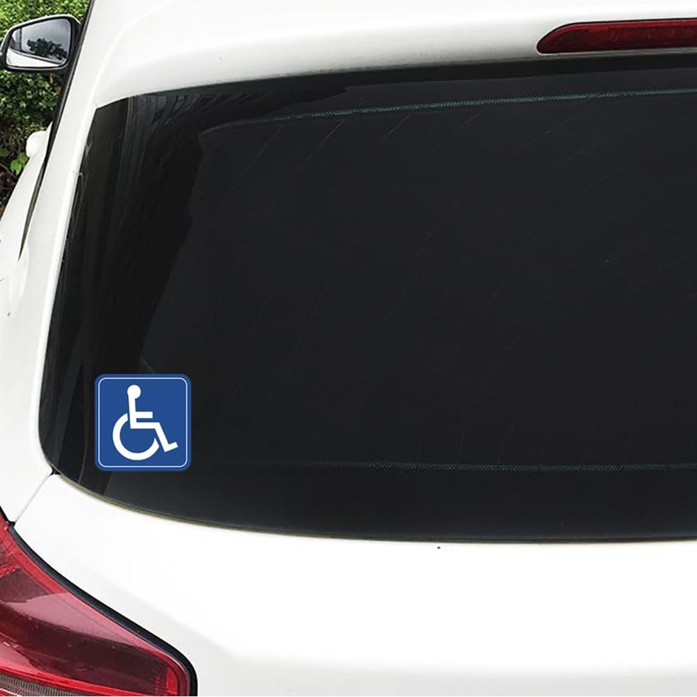 Handicap Handi Cap Sticker Wheelchair Disabled Window Parking Decal Window Bumper Decal Sticker Suitable for Cars, Trucks 5Inch Blue 4Pcs