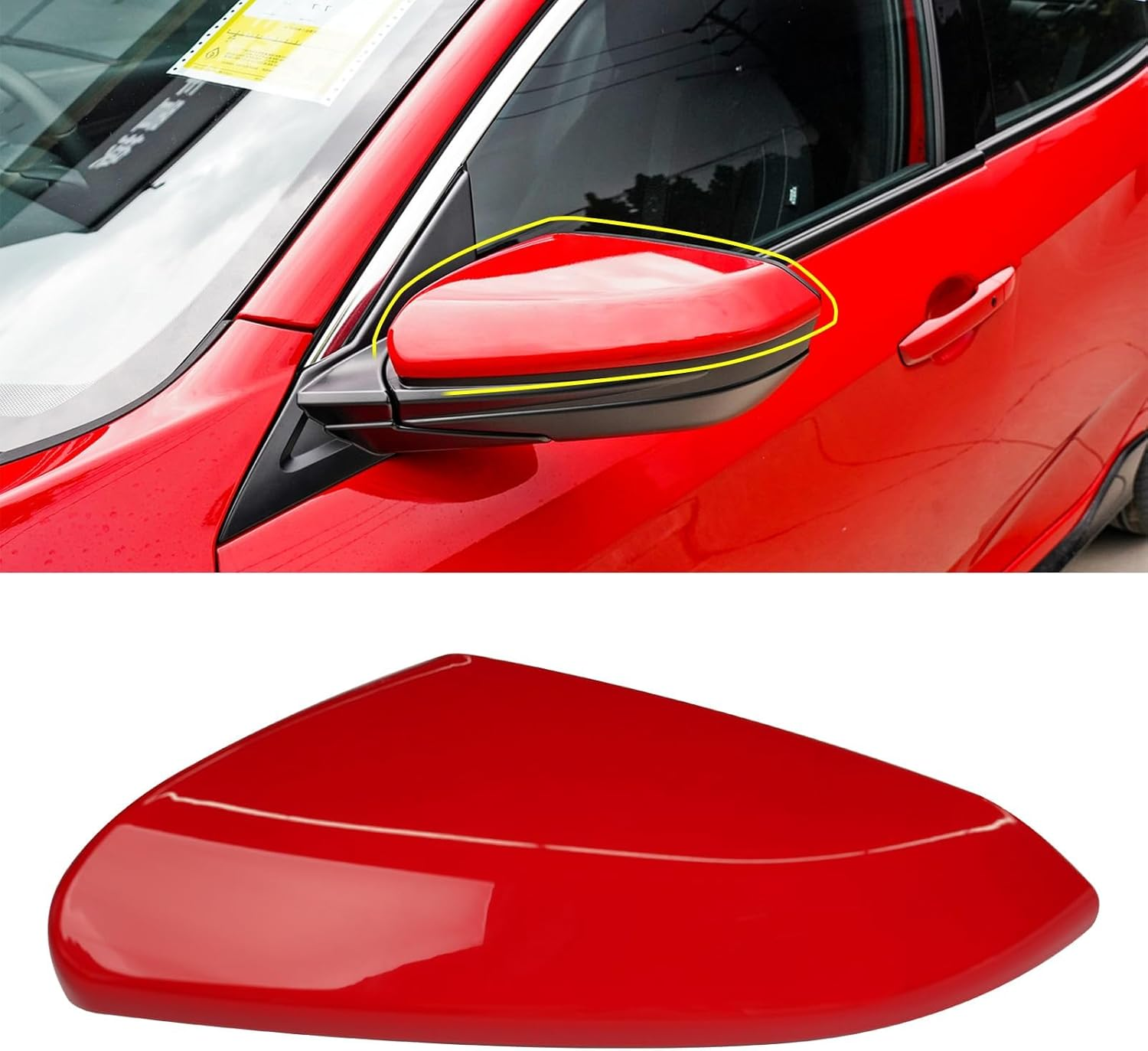 Moonlinks Compatible with 2016-2021 Honda Civic Side Ox Horn Mirror Cover Replacement,Glossy Black Mirror Cap for 10Th Gen Civic,2019-2022 Insight,Lh & RH Side Door Rearview Mirror Cover Trim(1 Pair）