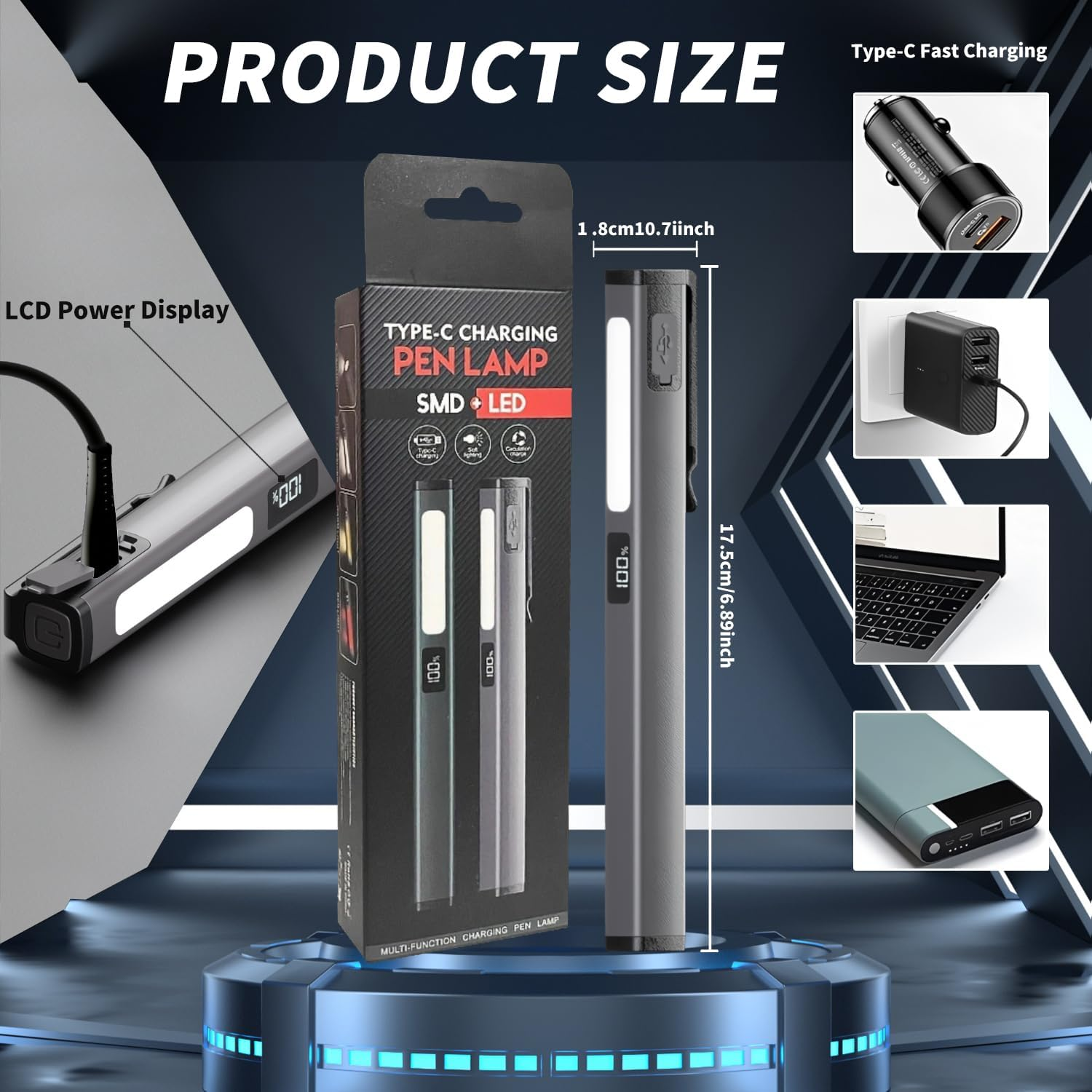 Calenxy Pack of 2 LED Pen Lamp with Magnet, COB Work Light, Rechargeable, 6 Modes, Portable Inspection Lights with Magnetic Clip for Emergencies, Repairs and Outdoor Lighting image number 4